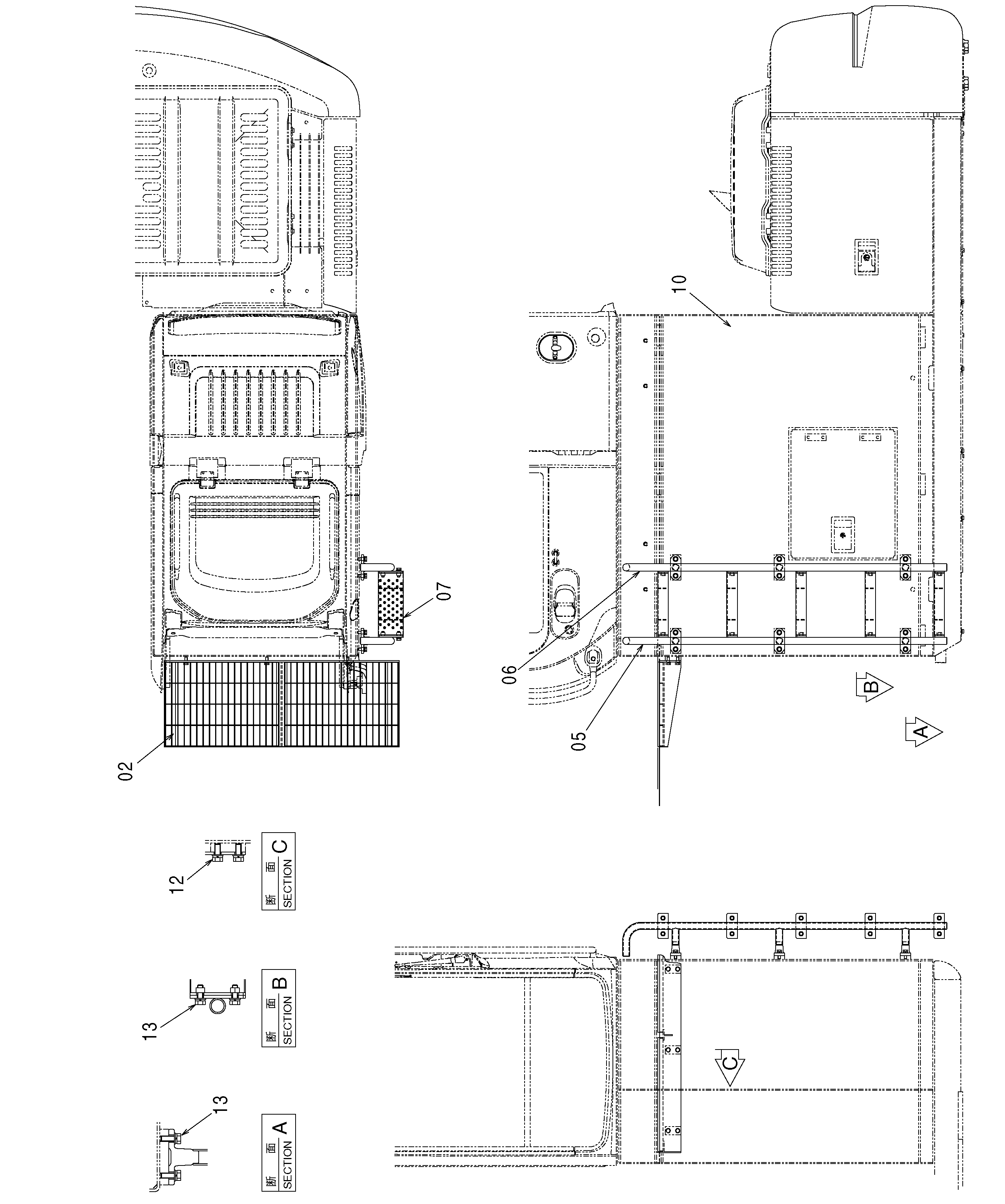 Схема Хигх-моунт кабина лестница (1.5m) HITACHI ZX330-3G