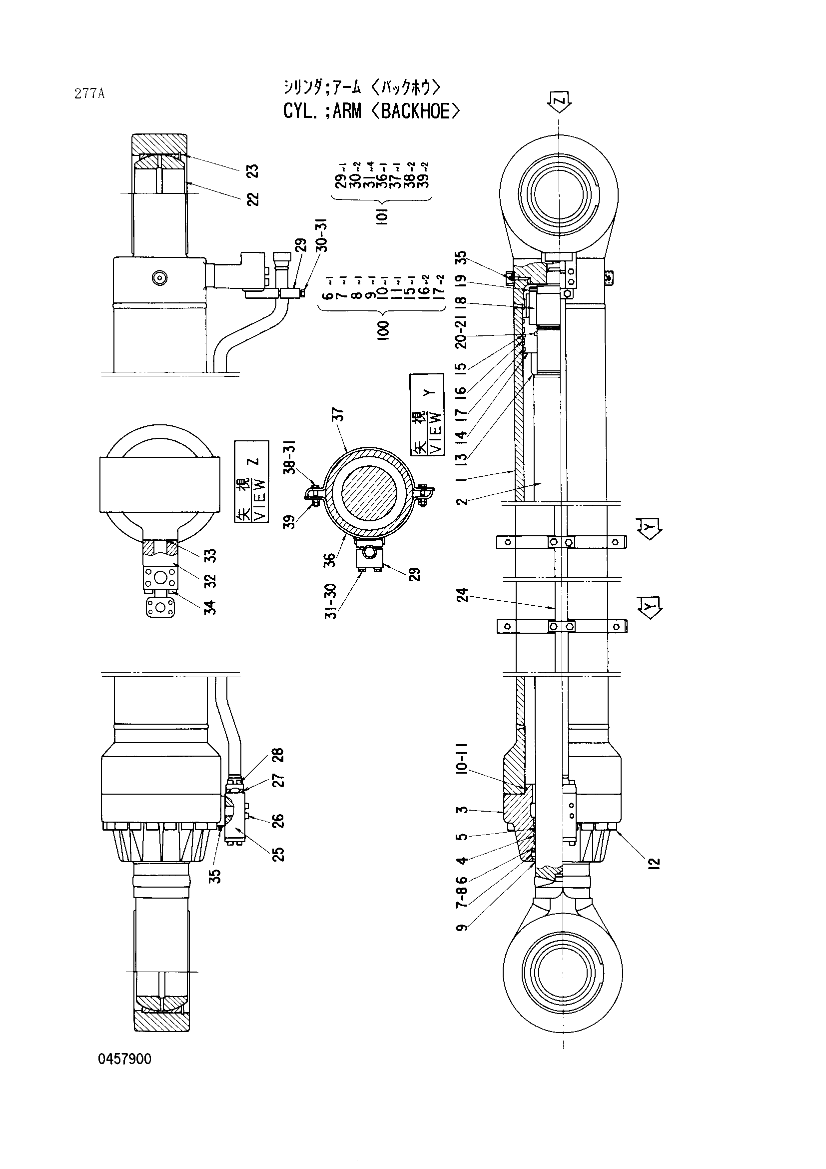 Схема Гидроцилиндр рукояти <экскаватор> HITACHI EX3500