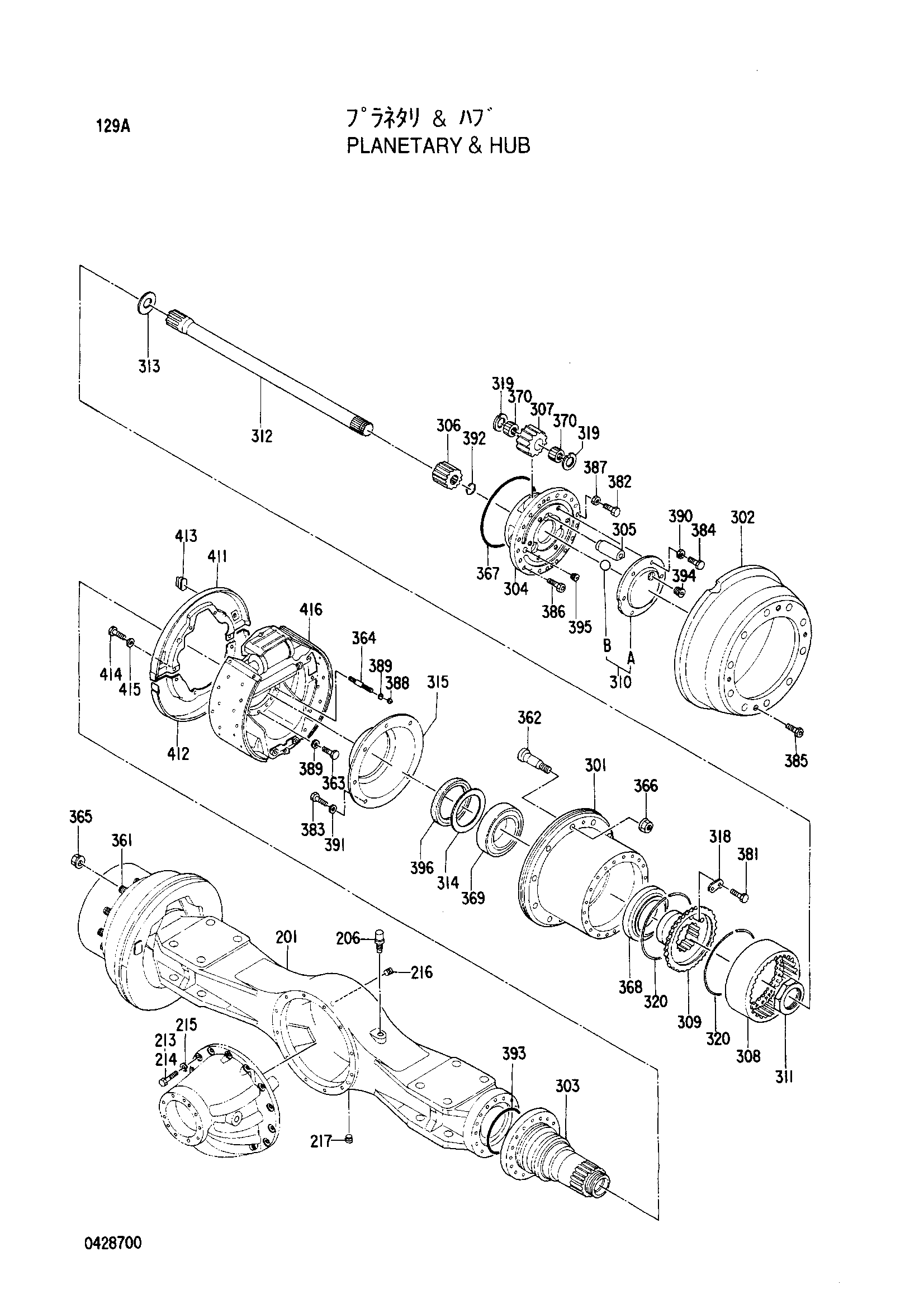 Схема Планетарй и HUB HITACHI EX100WD-3C