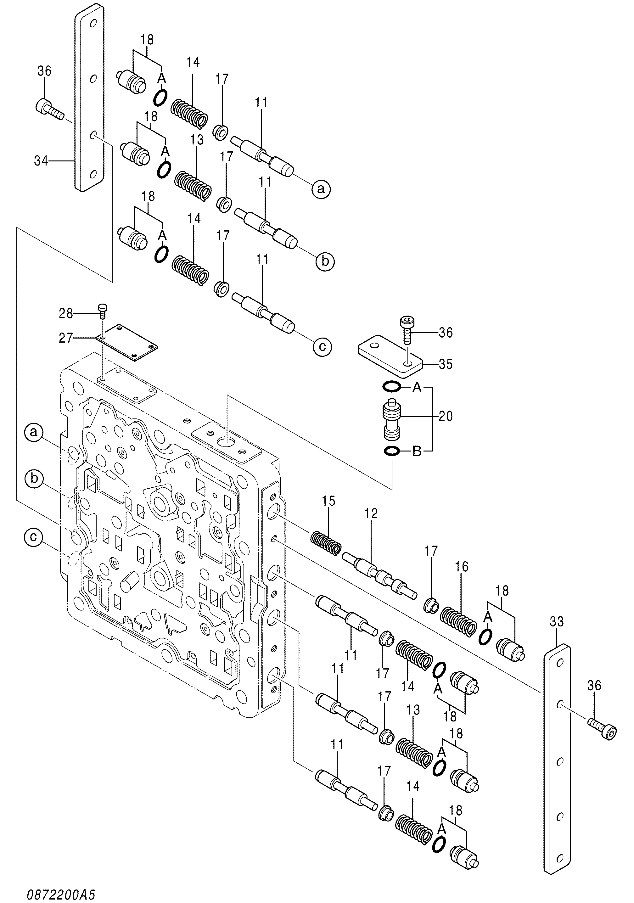Схема Челночный клапан (5/5) HITACHI ZX250K-3G