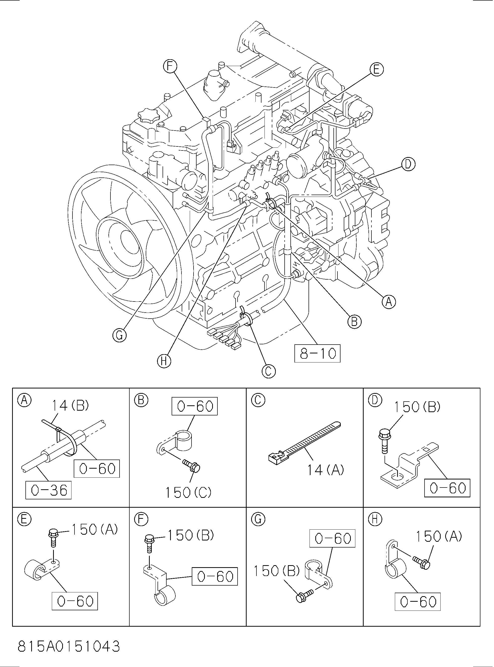 Схема 815: Крепёжные детали жгут проводов HITACHI ZR125HC
