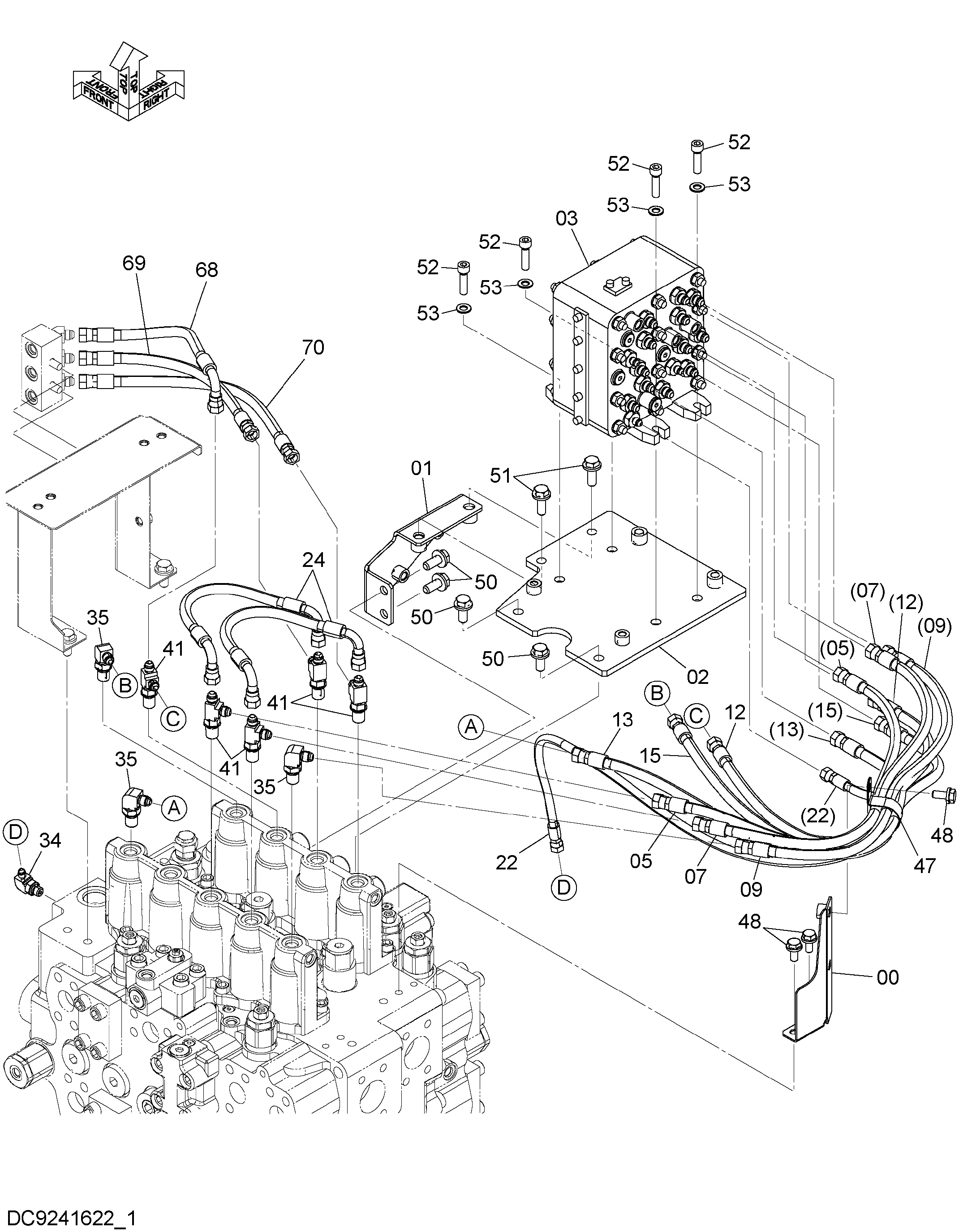 Схема Пилотные гидролинии (2-1) HITACHI ZX670LC-5G