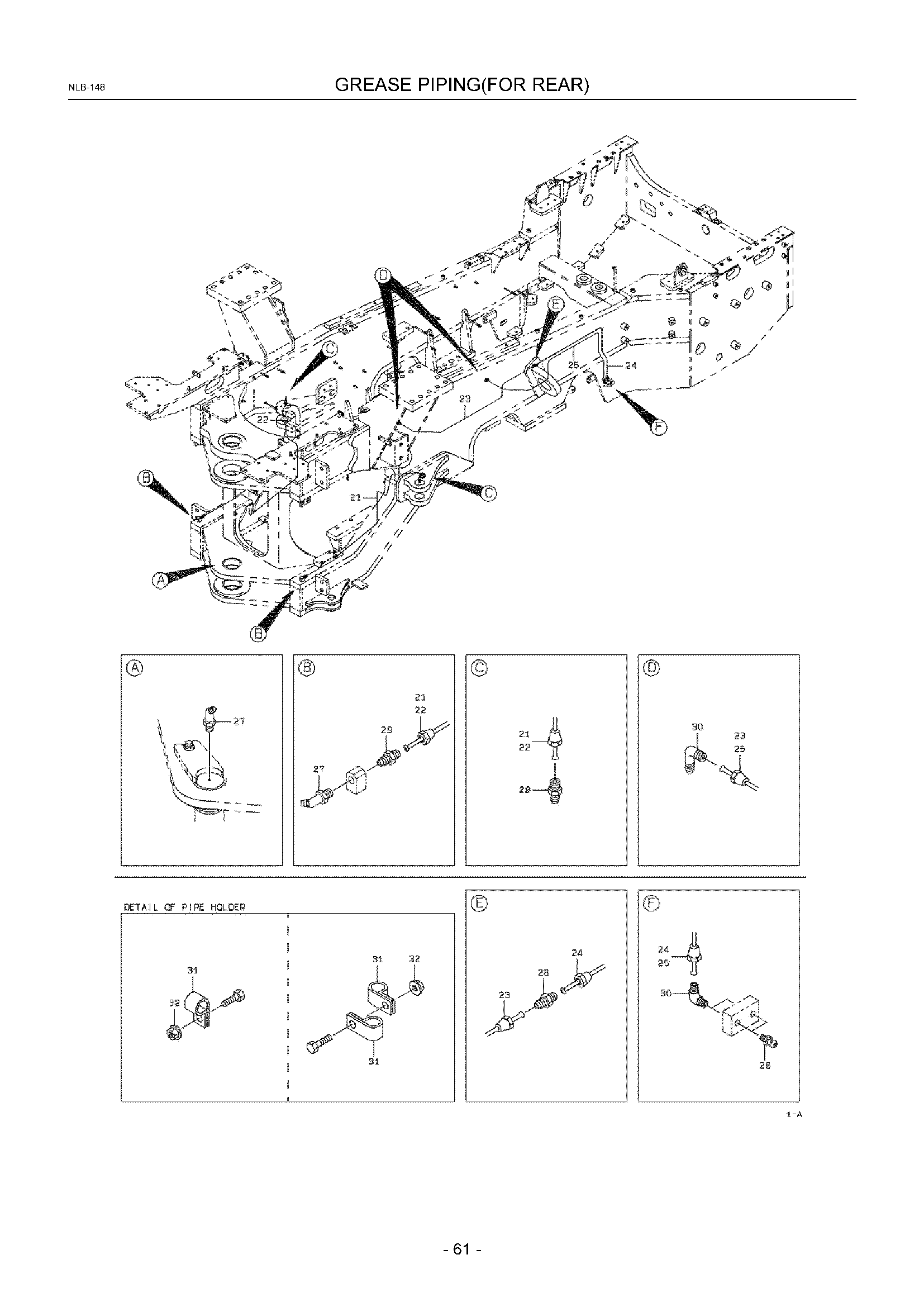 Схема Смазка трубопроводы(для задний) HITACHI ZW550