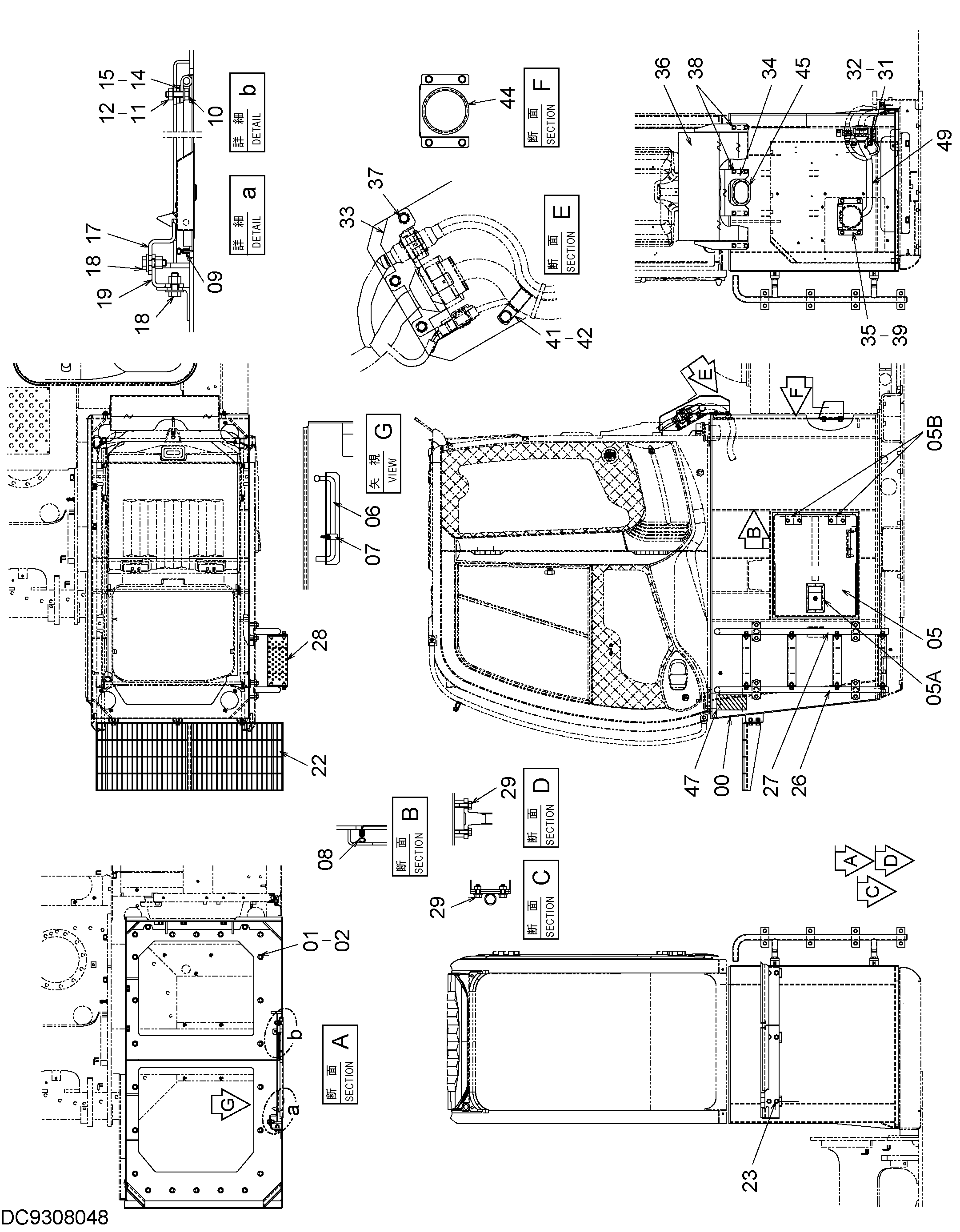 Схема Хигх-моунт кабина лестница (1.0m) HITACHI ZX120-3