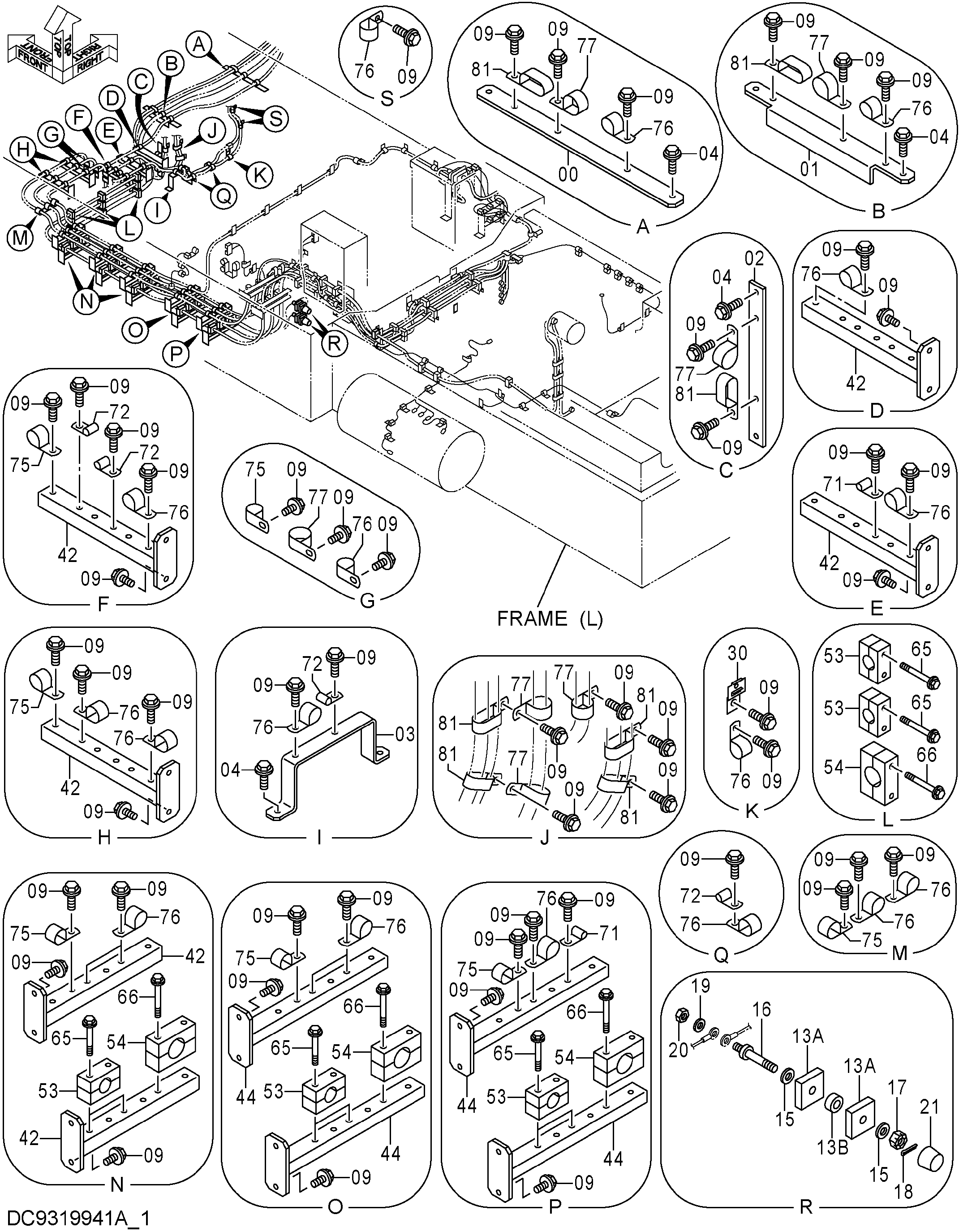 Схема Электрооборудование (левый)(1) HITACHI EX5600-6BH