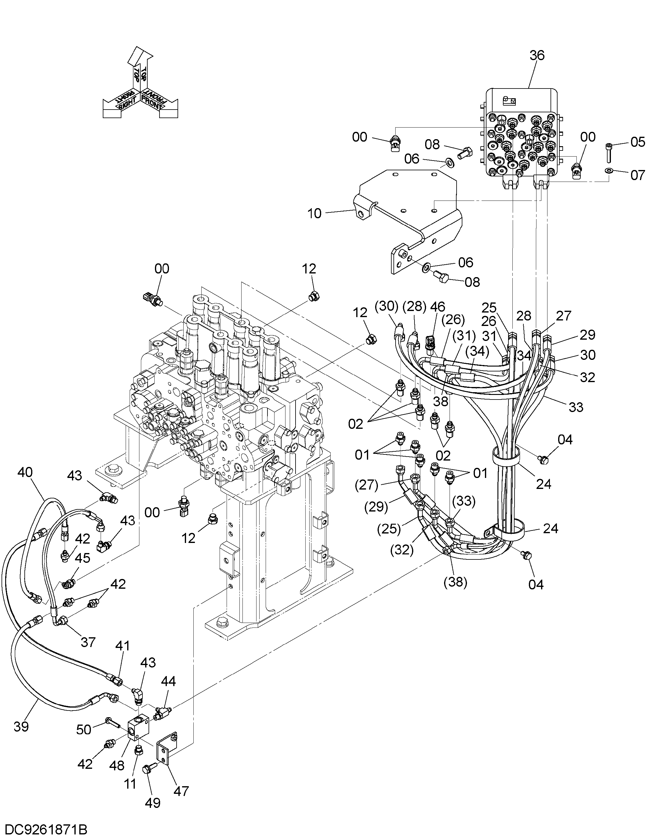 Схема Пилотные гидролинии (D) HITACHI ZX400W-3
