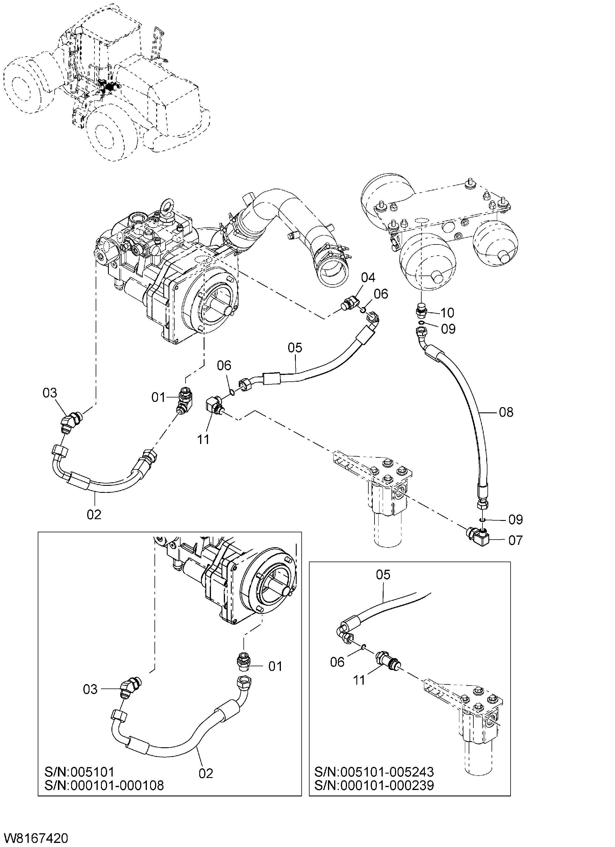 Схема Пилотные гидролинии(2) HITACHI ZW220