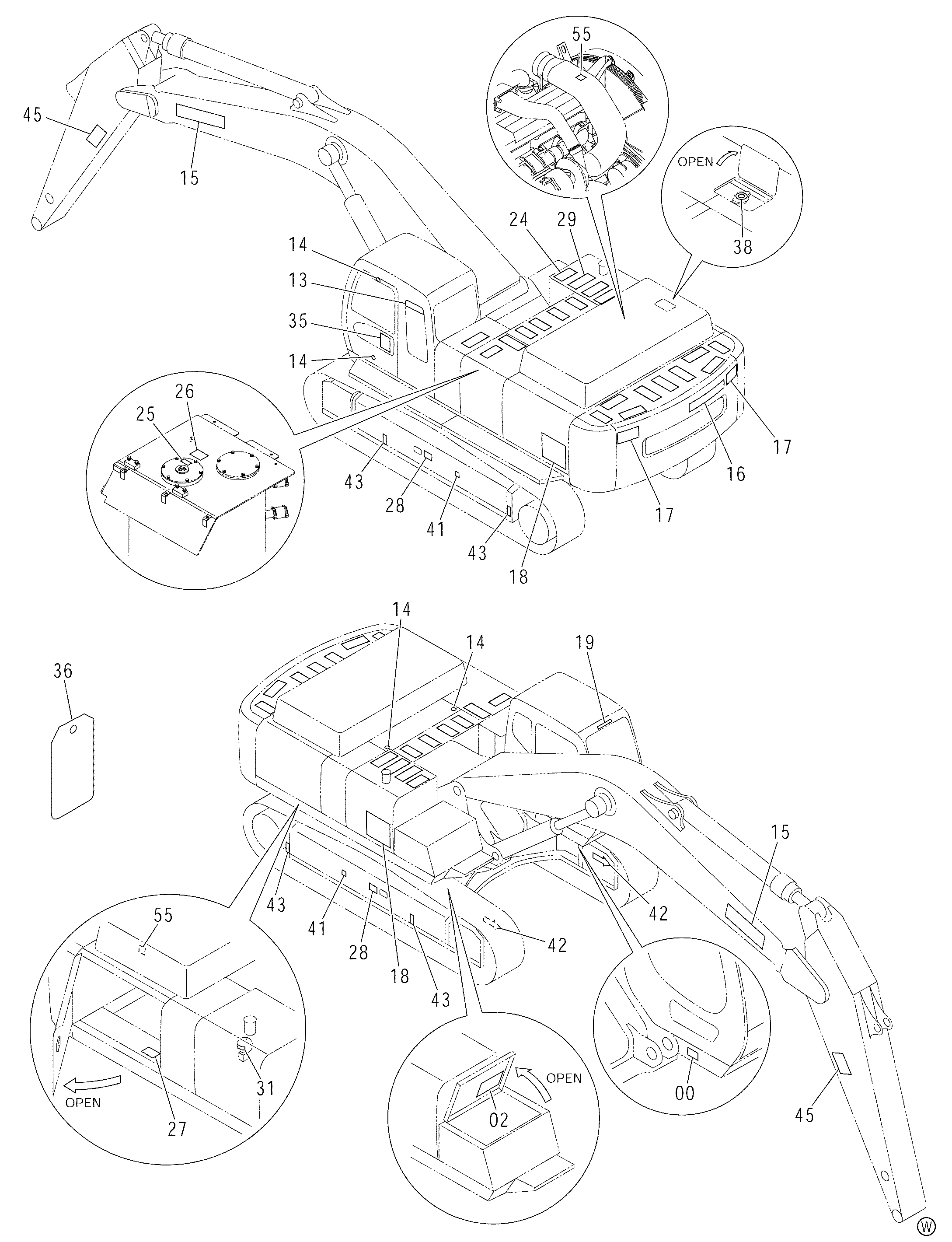Схема Информационная табличка (2)[NA, Океания: английский]<450, MT> HITACHI ZX450H