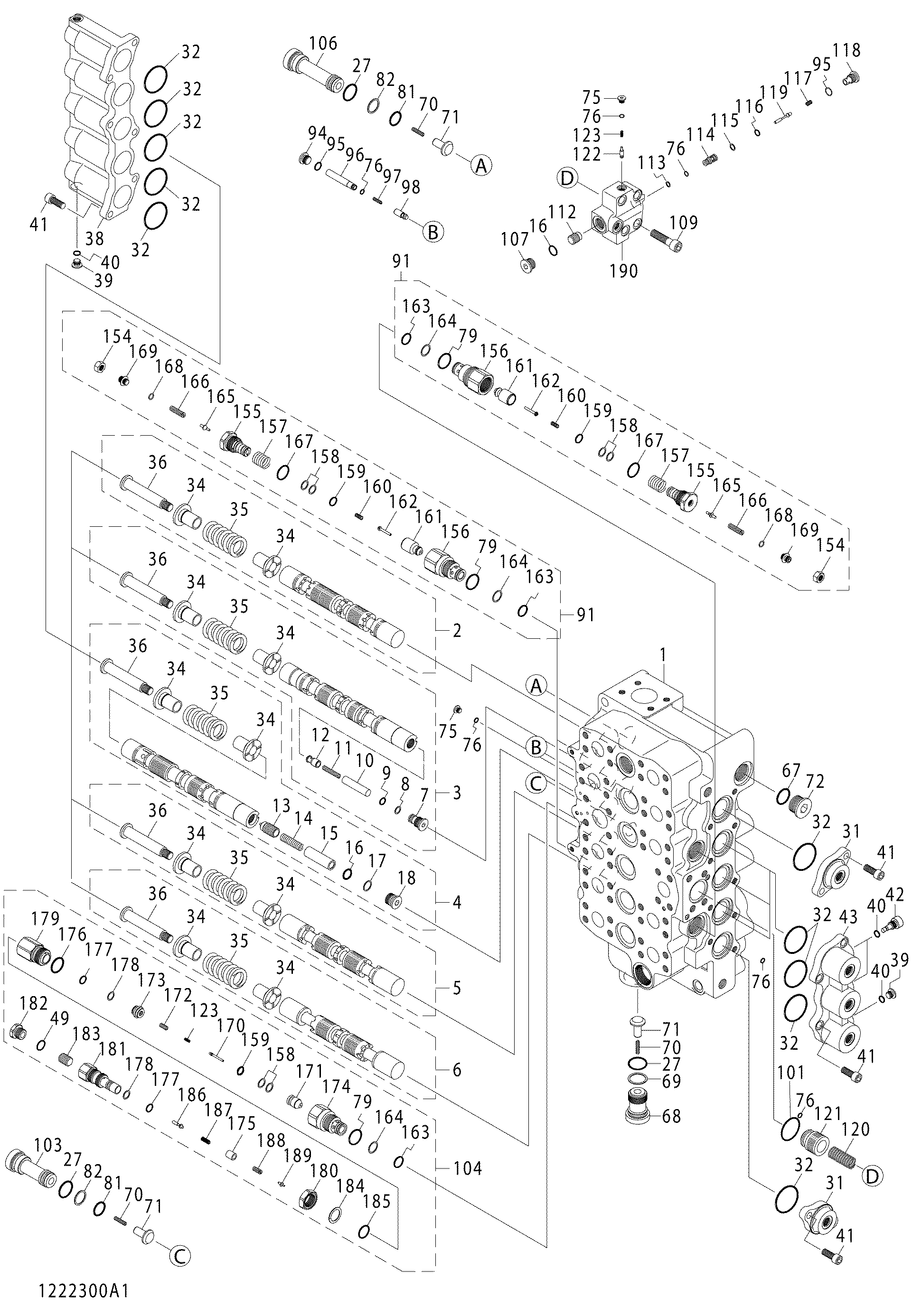 Схема Гидрораспределитель (1/4) HITACHI ZX870H-3F