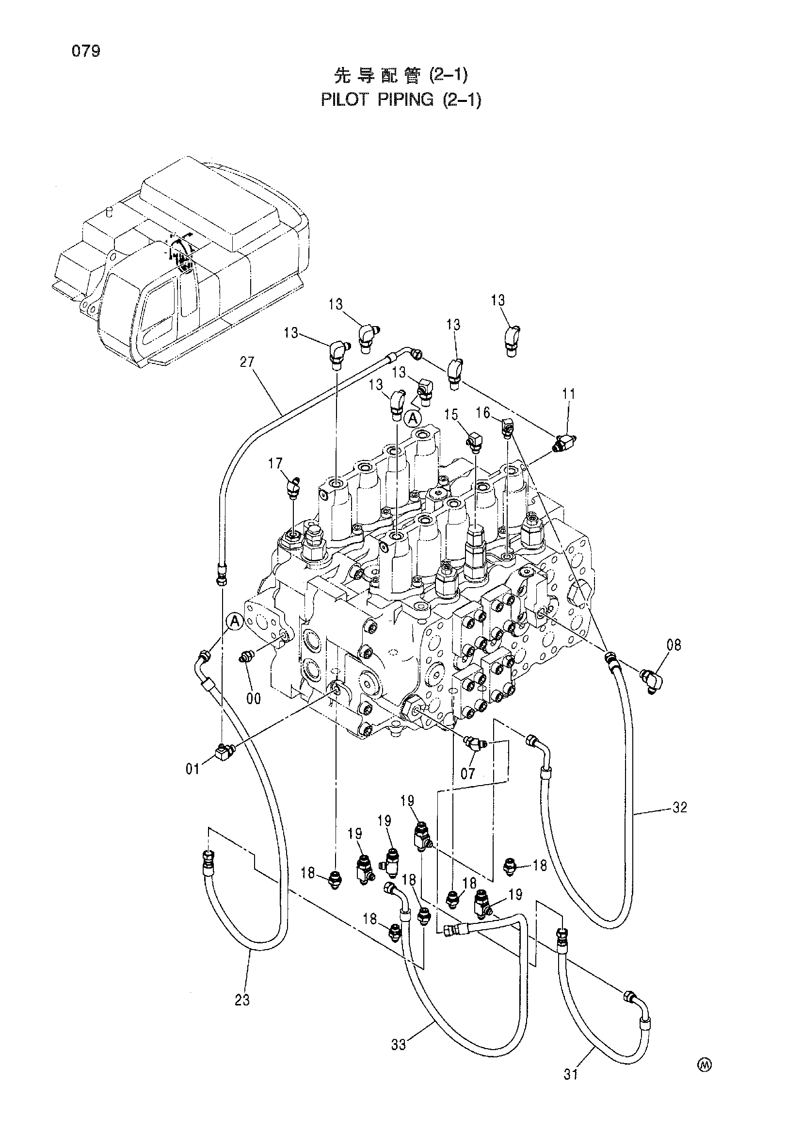 Схема Пилотные гидролинии (2-1) HITACHI ZX450H-HHE