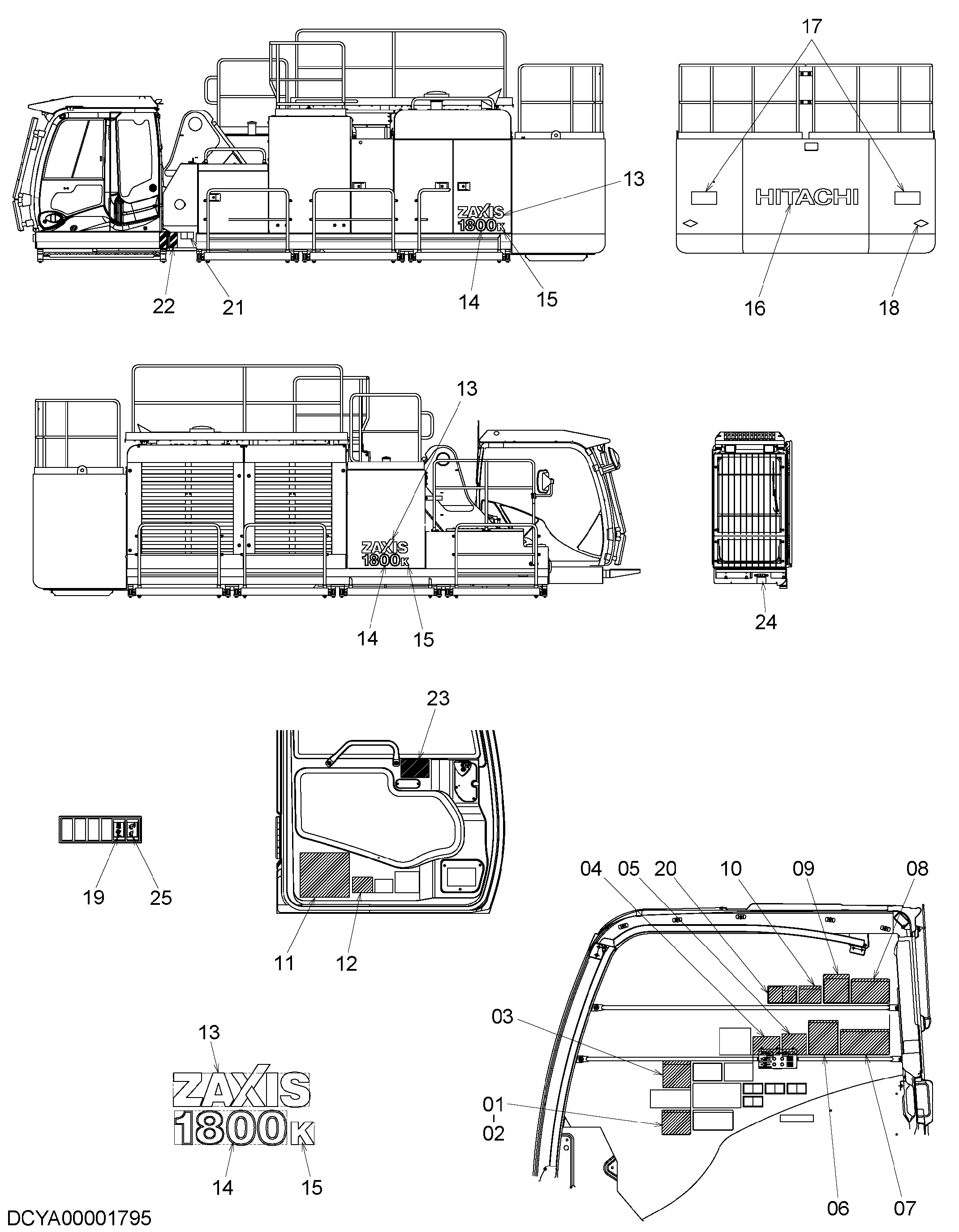 Схема Информационная табличка HITACHI ZX1800K-3