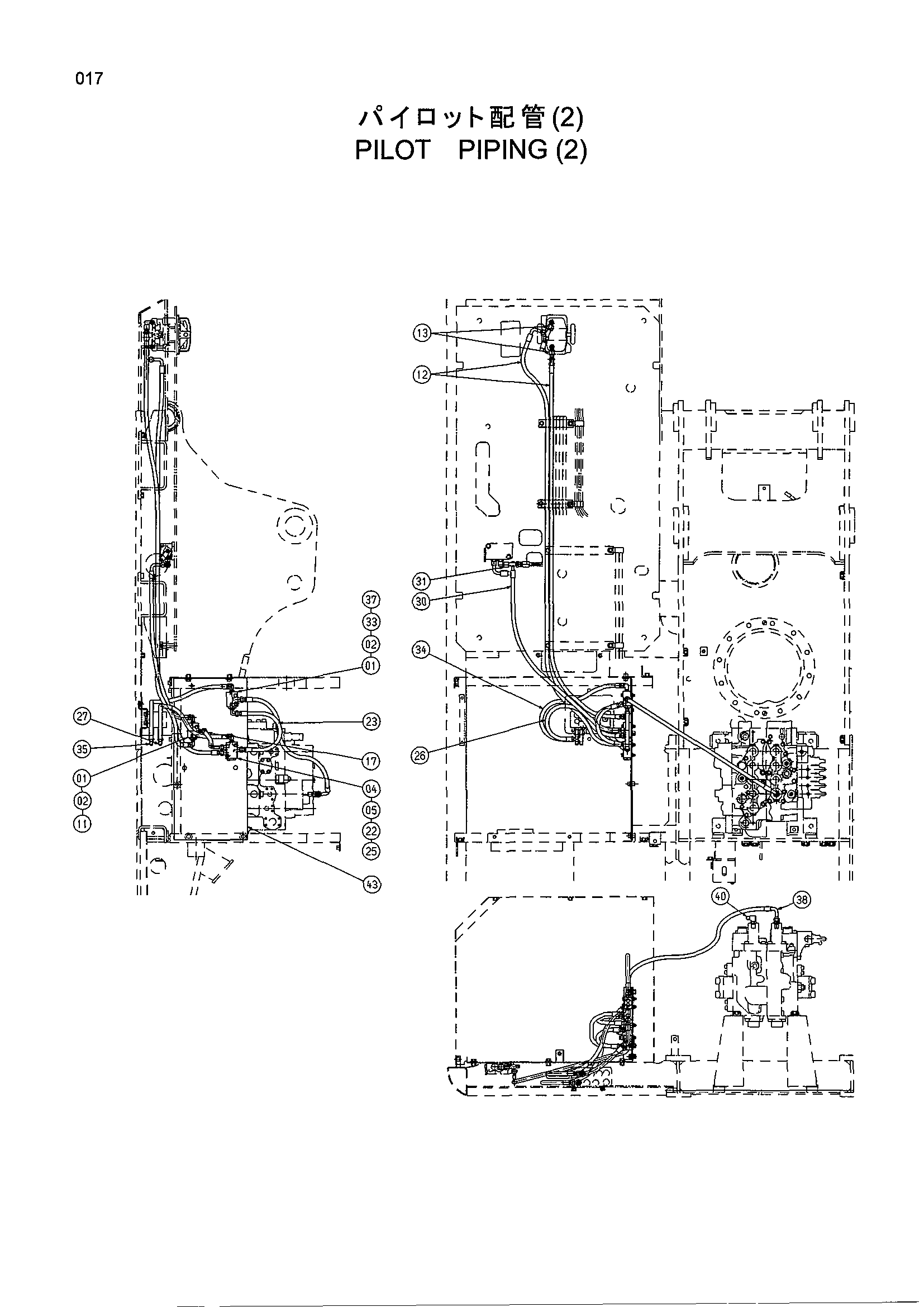 Схема Пилотные гидролинии (2) HITACHI EX120-5 JPN