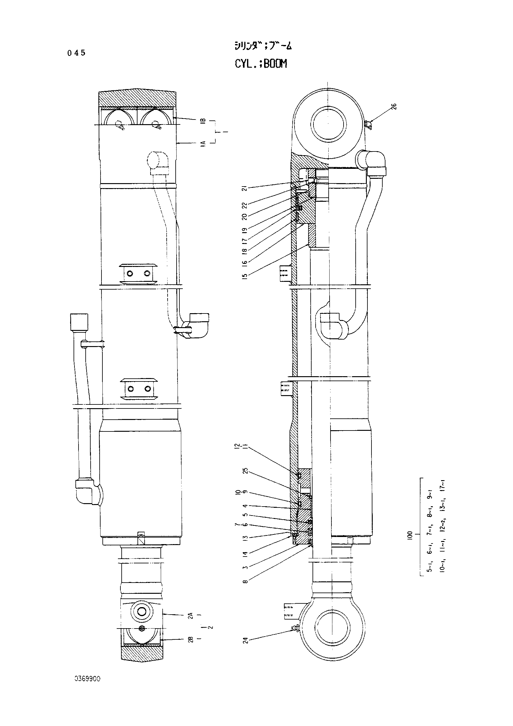 Схема Гидроцилиндр стрелы HITACHI EX60UR