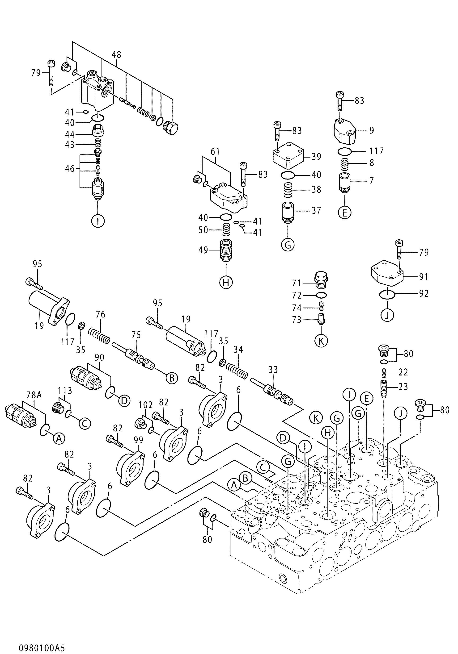 Схема Гидрораспределитель (5/5) HITACHI ZX400W-3