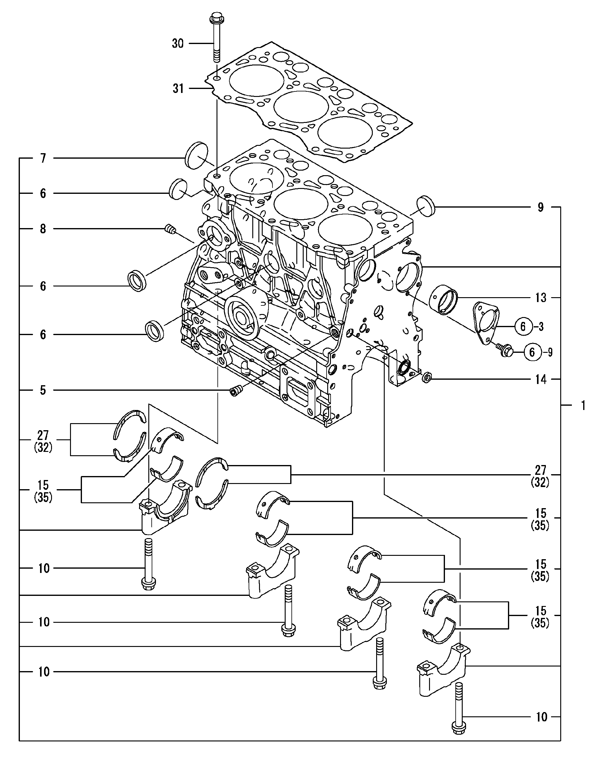 Схема Блок цилиндров HITACHI ZX22U-2