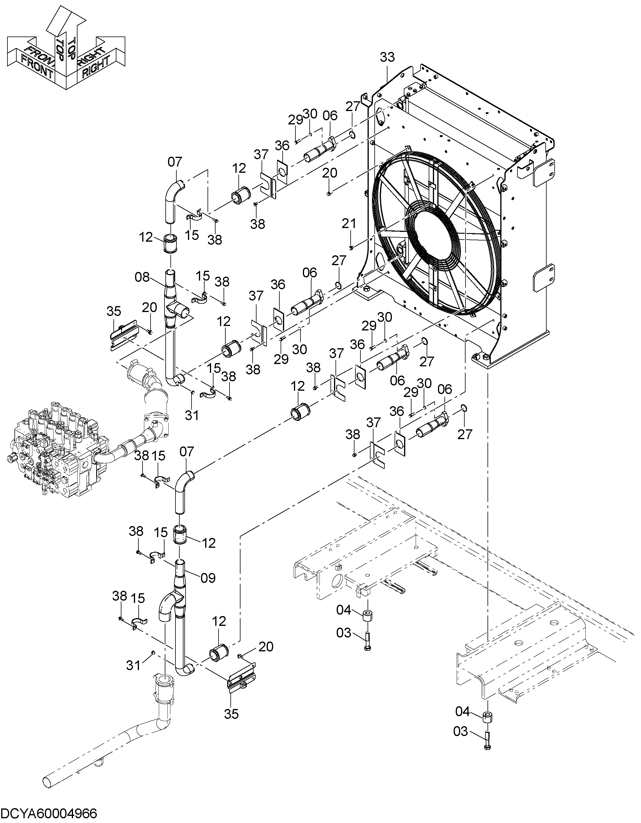 Схема Масляный радиатор детали HITACHI ZX870LC-5B