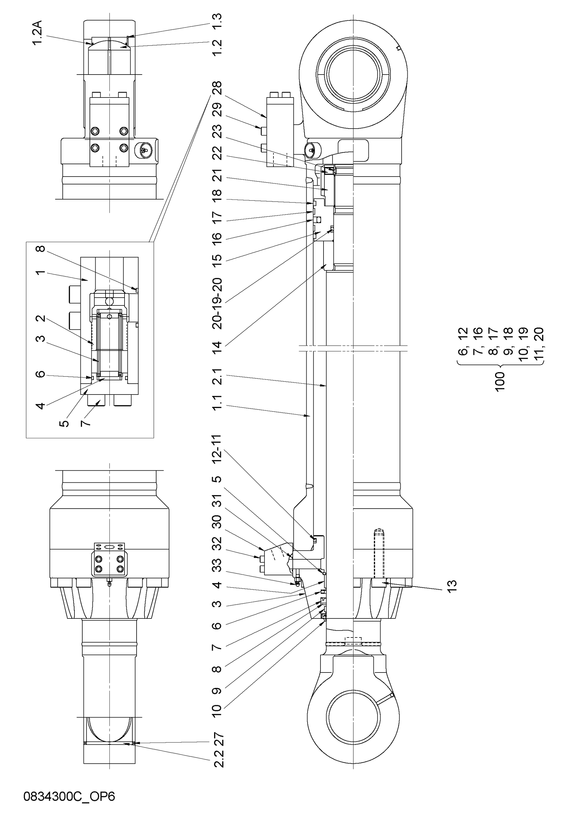 Схема Гидроцилиндр стрелы HITACHI EX1900-6