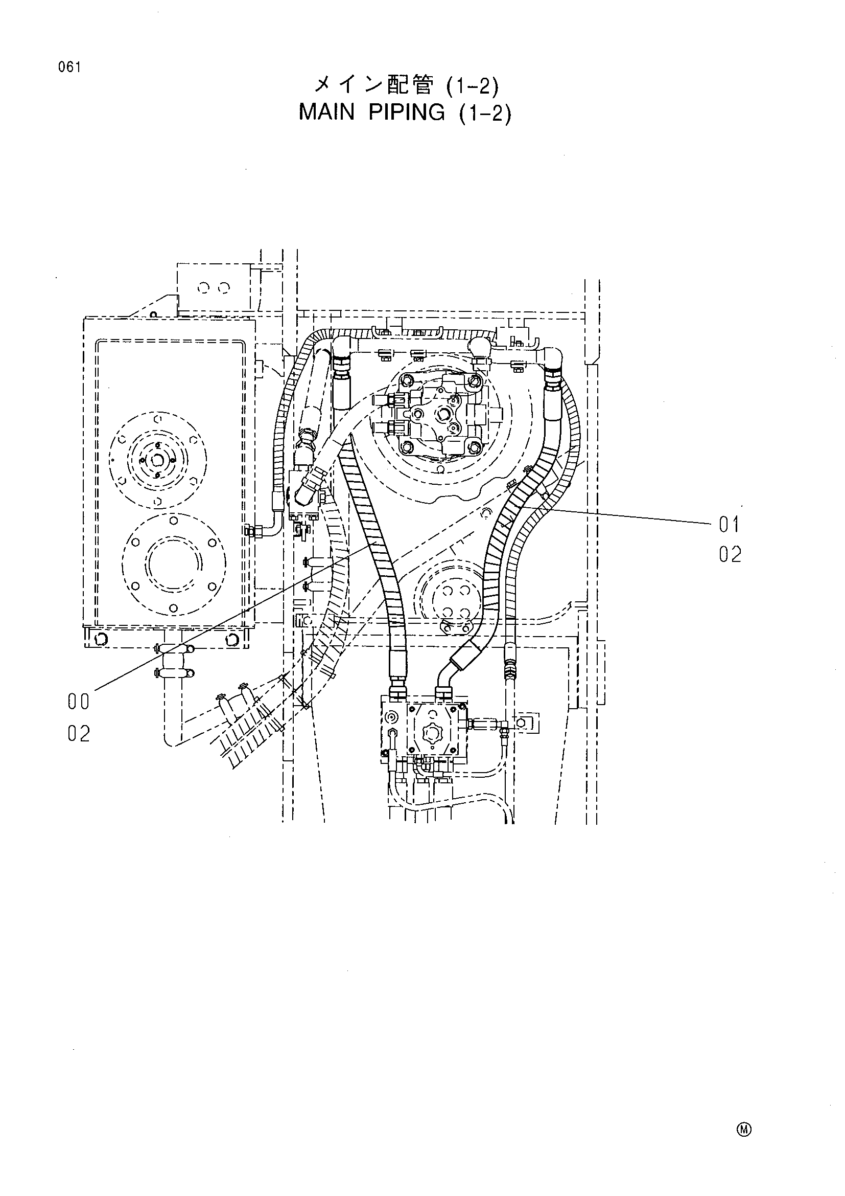 Схема Основные гидролинии (1-2) HITACHI RX2300