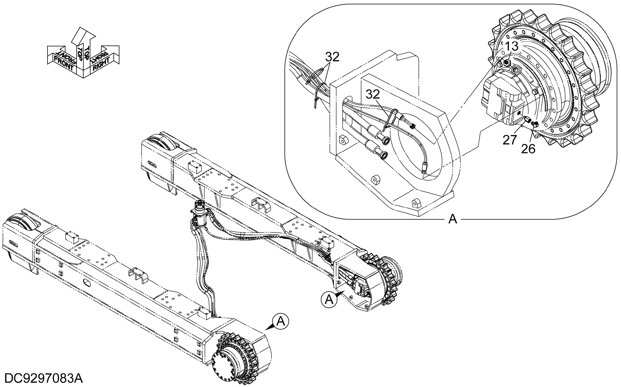 Схема Гидролинии хода детали (2) HITACHI ZX470LCH-5B