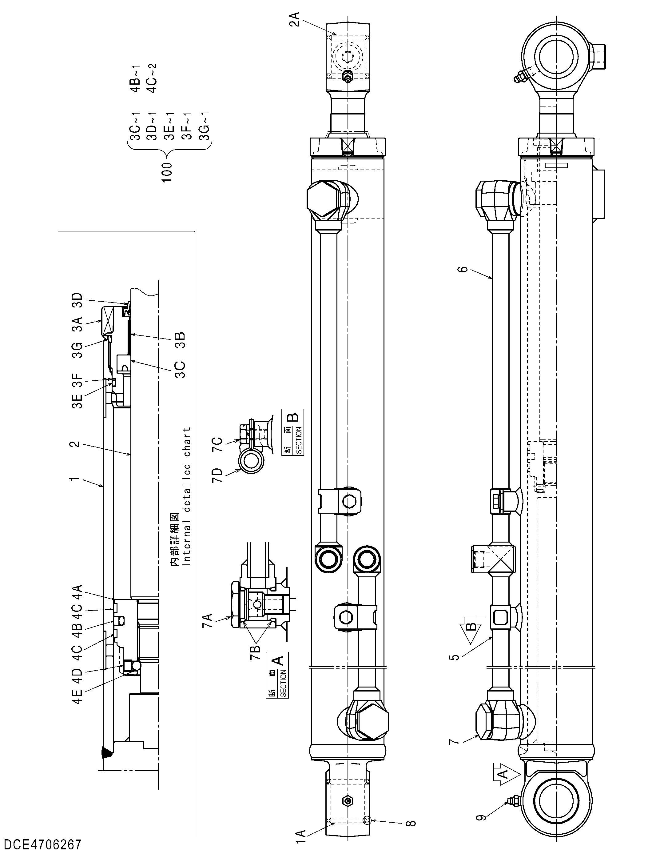 Схема Гидроцилиндр ковша (погрузчик) HITACHI ZX40WM-3D