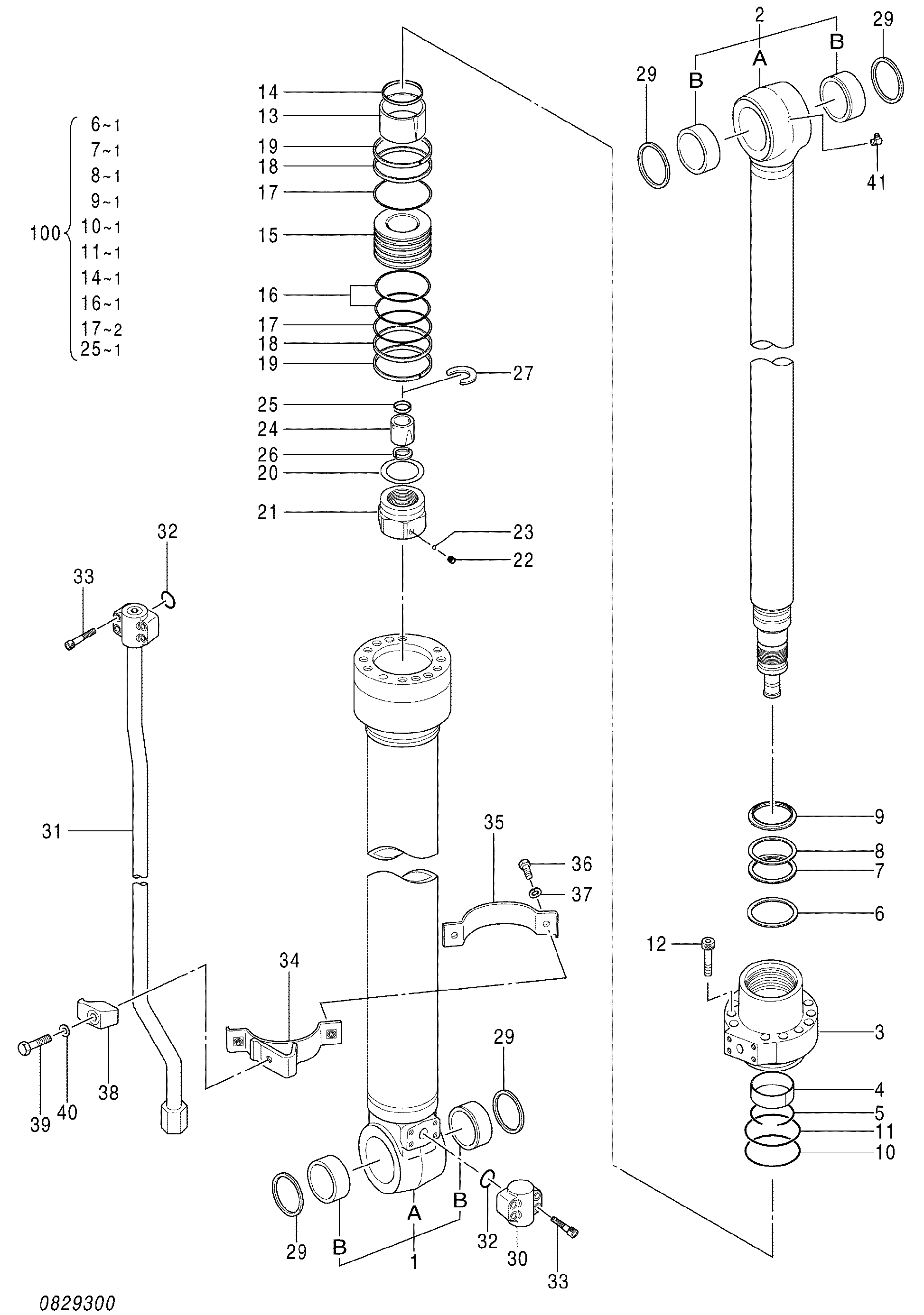 Схема Гидроцилиндр рукояти HITACHI ZX160