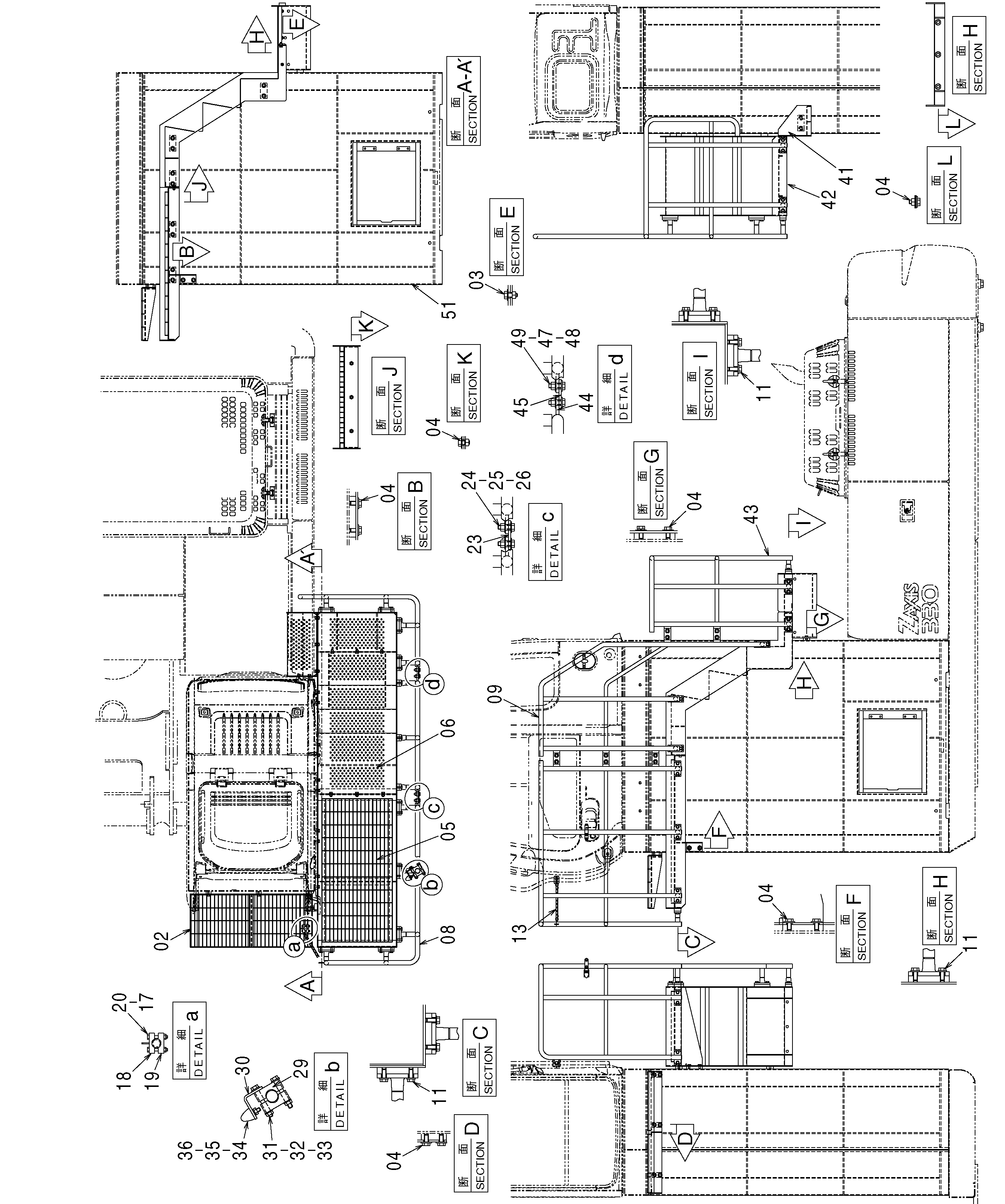 Схема Хигх-моунт кабина галлерй ступень (2.5m) HITACHI ZX330-3G