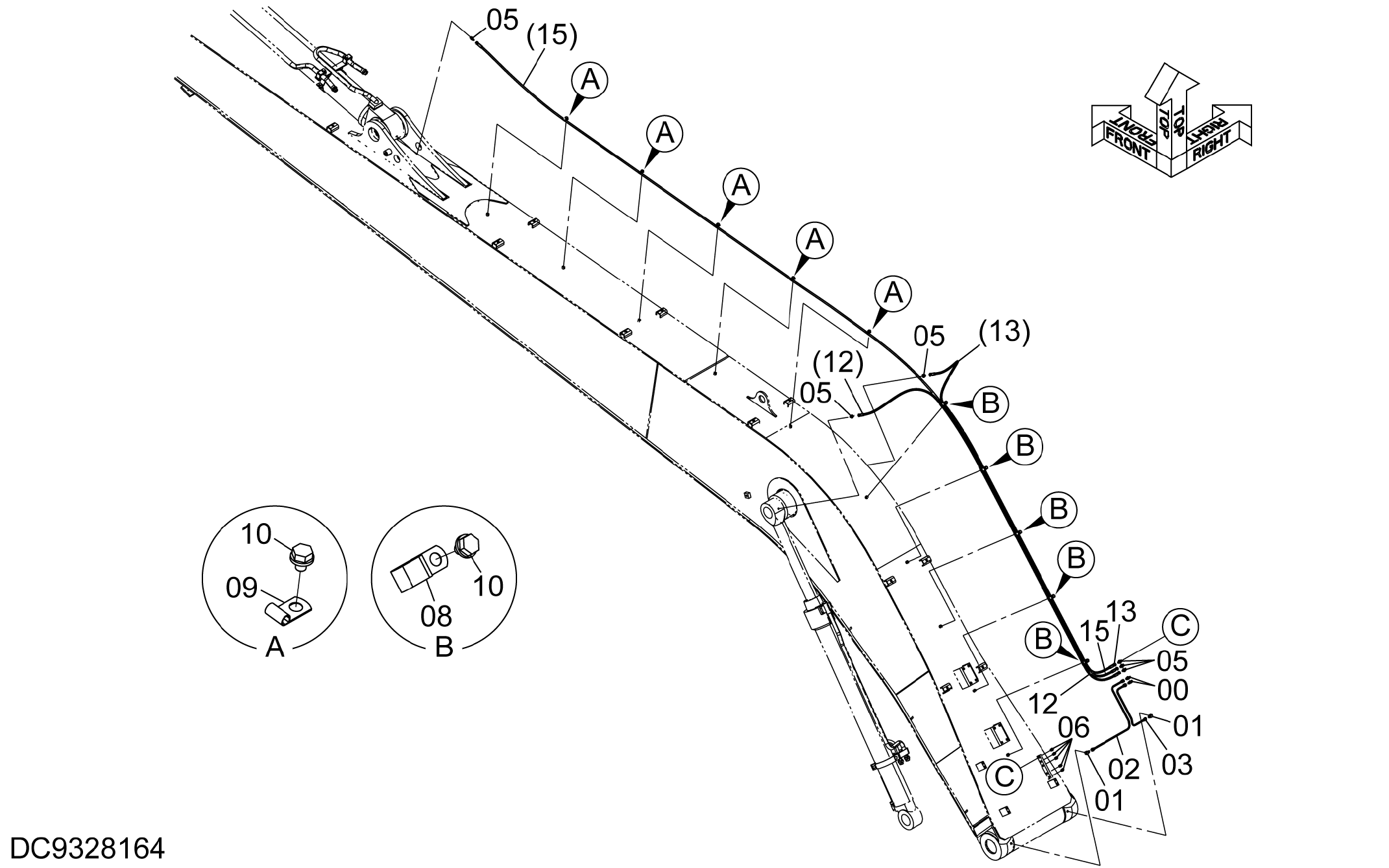 Схема Трубопроводы системы смазки (1)(тип H18LD) HITACHI ZX350LCN-5B