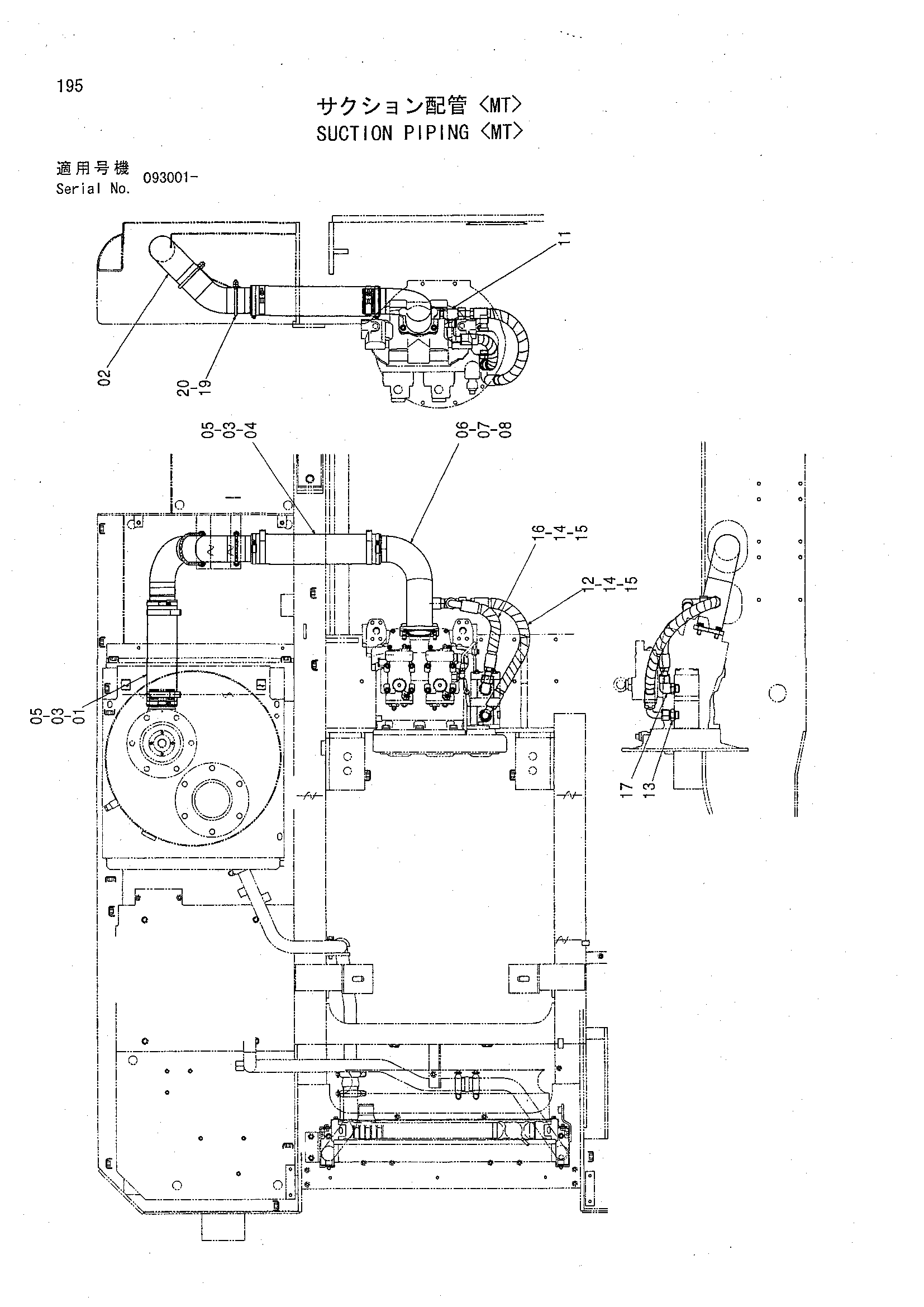Схема Всасывающие трубопроводы <MT> HITACHI CHR70
