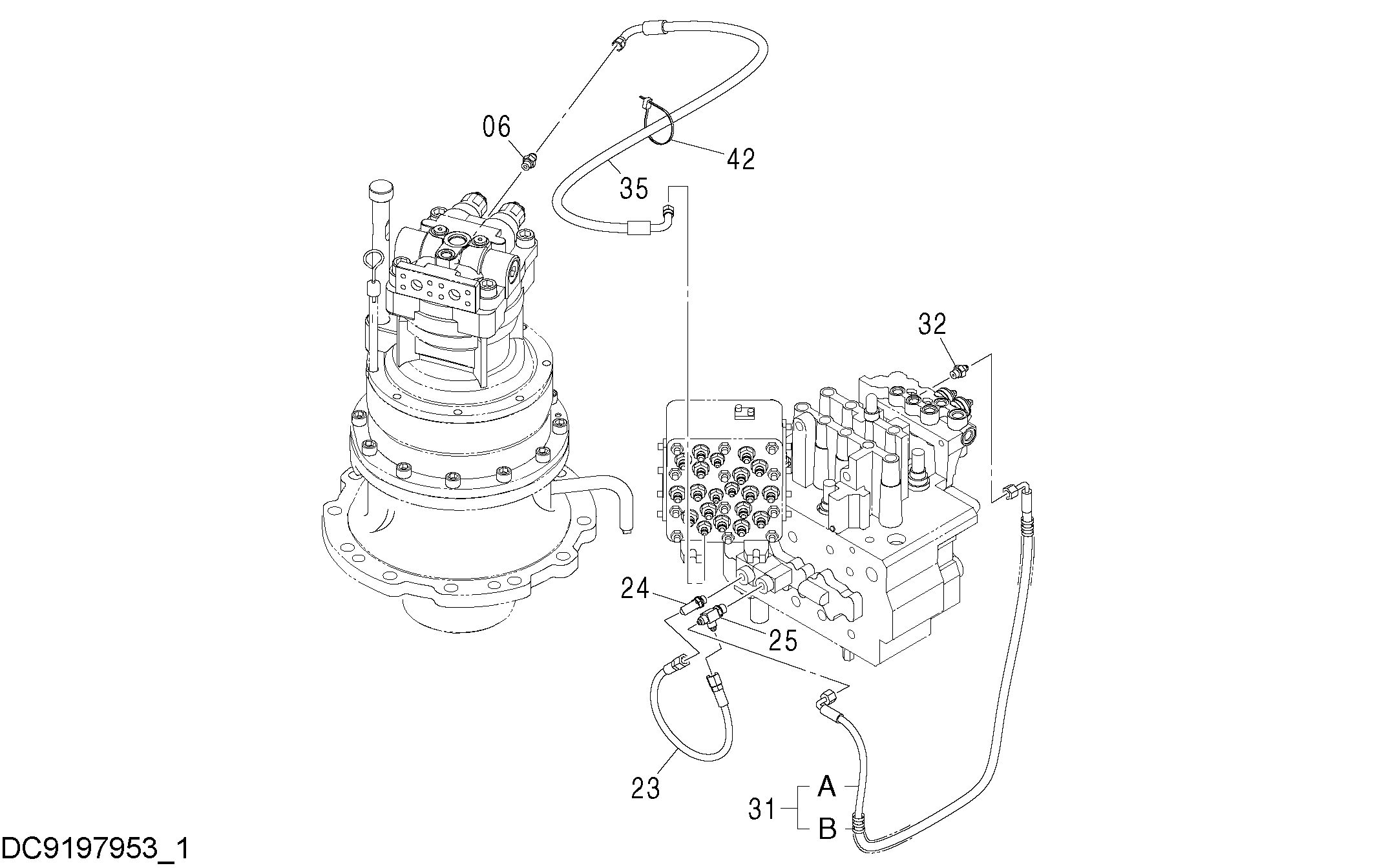 Схема Пилотные гидролинии (4-1) HITACHI ZX160