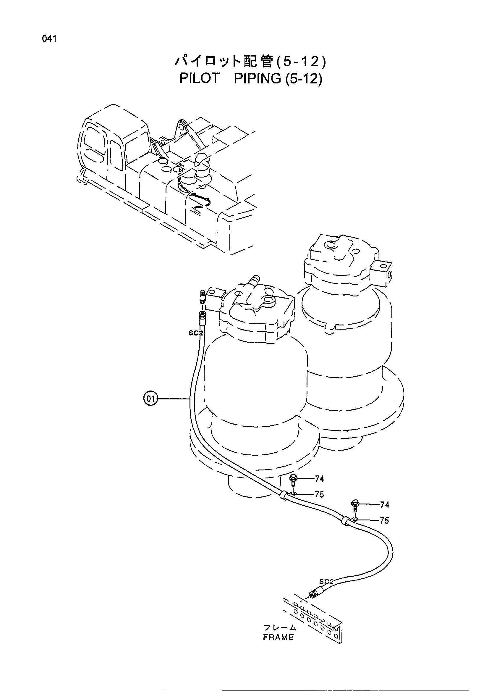 Схема Пилотные гидролинии (5-12) HITACHI EX800H-5