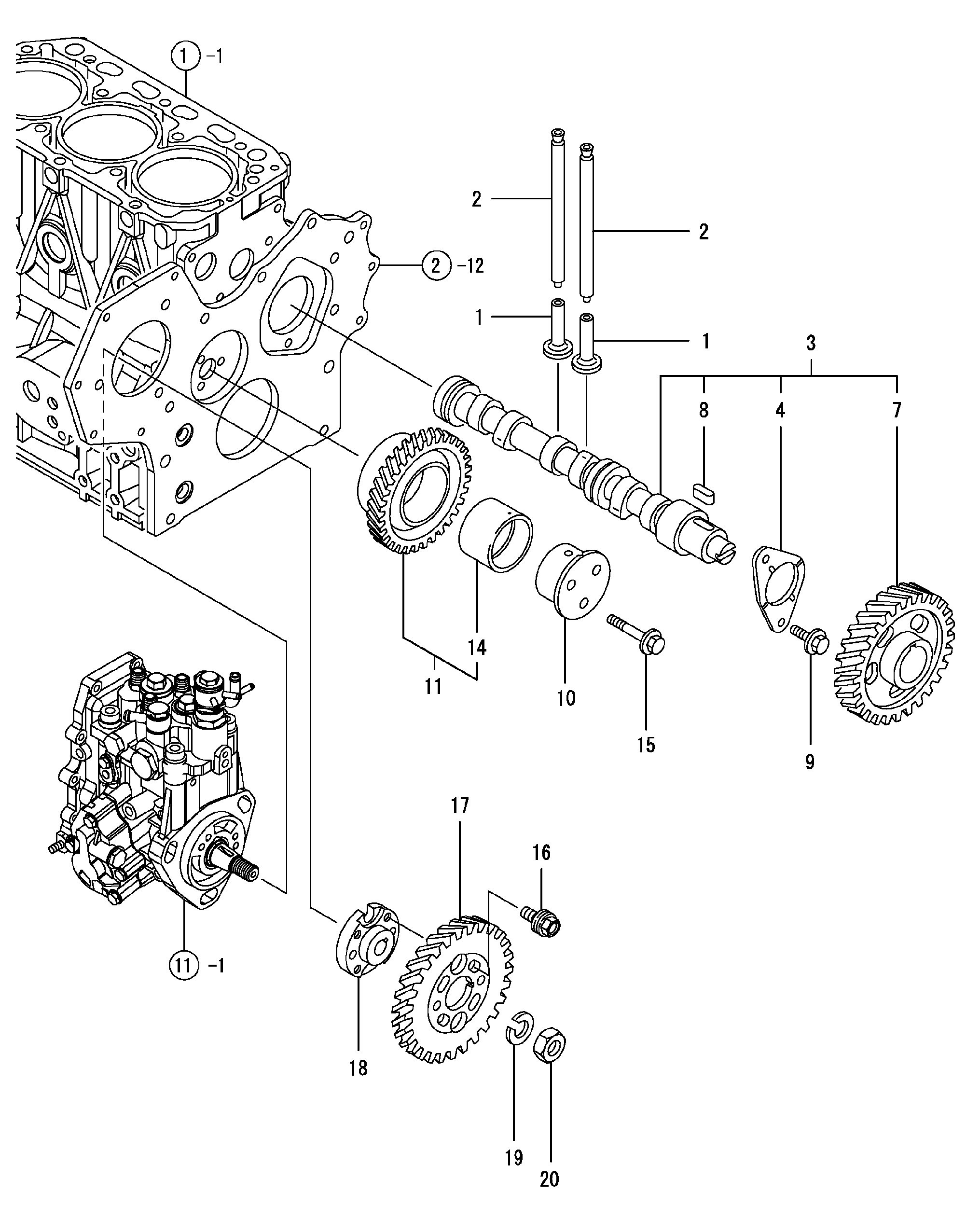 Схема Камсхафт, дривинг шестерня HITACHI ZX40UR-2D