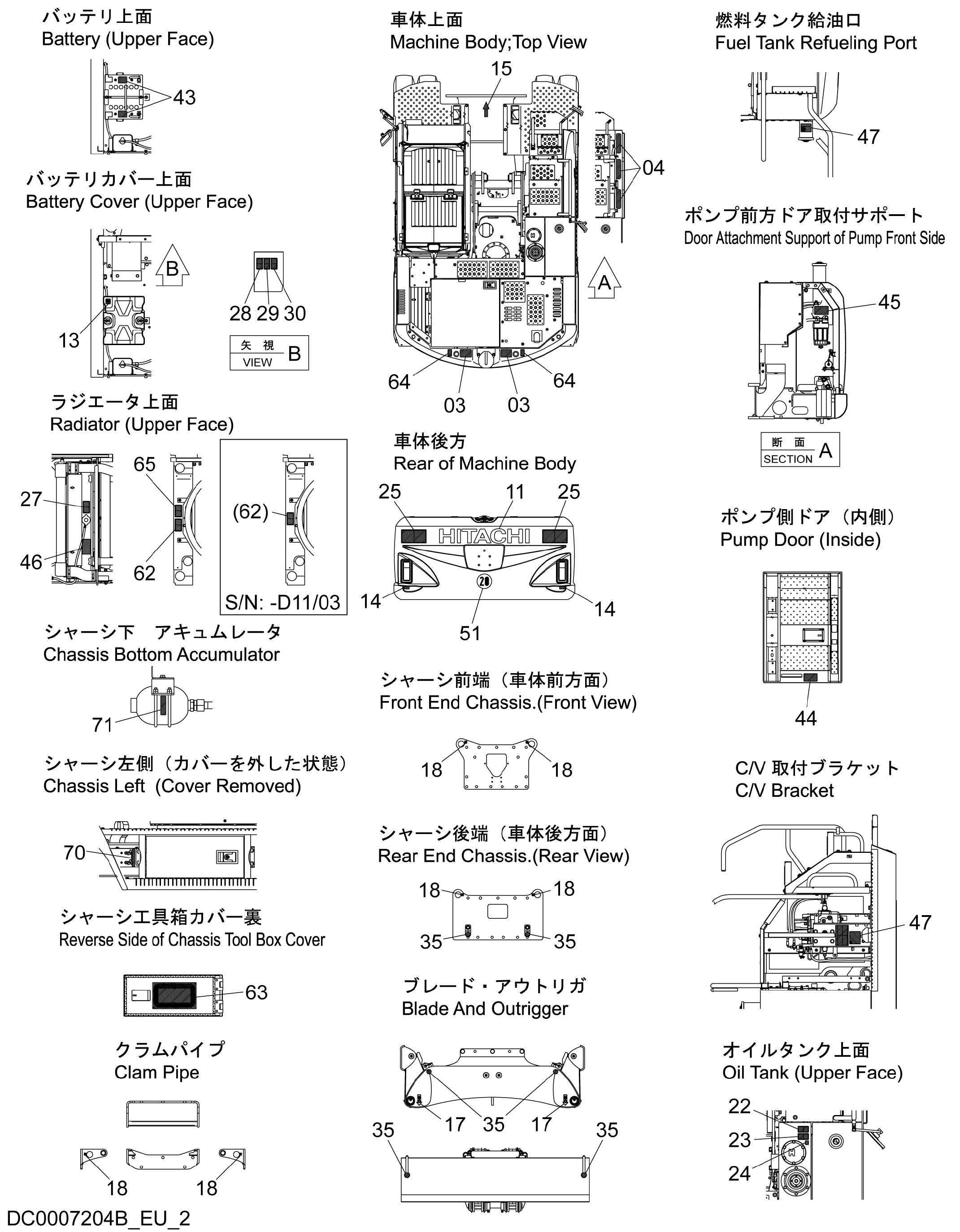 Схема Информационная табличка [EU](3) HITACHI ZX145W-3-AMS