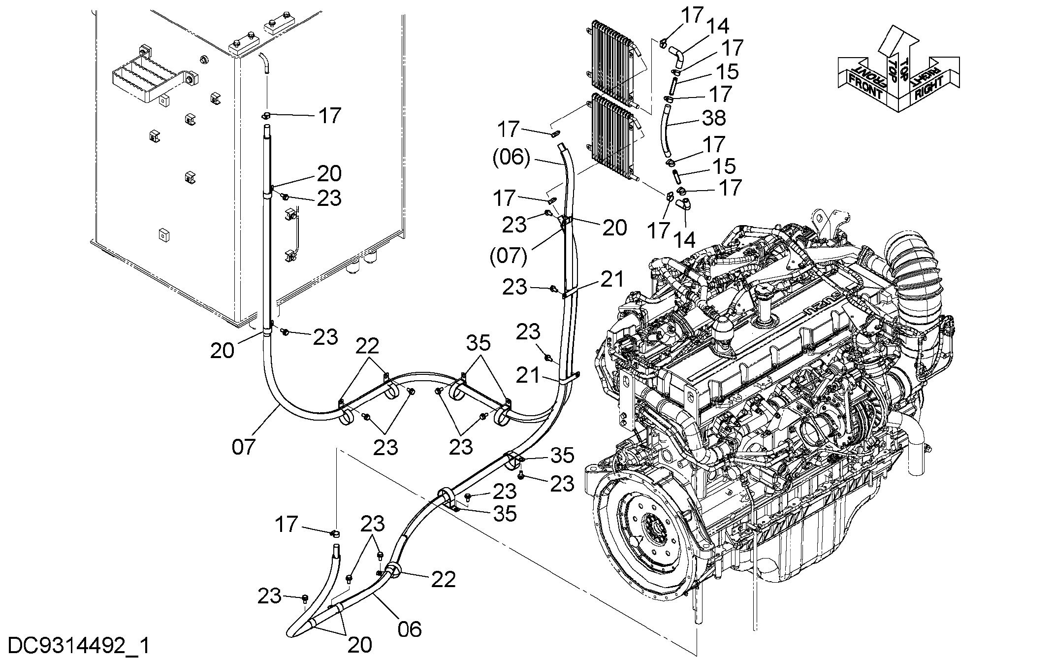 Схема Топливные трубопроводы (1) HITACHI ZX670LCH-5B