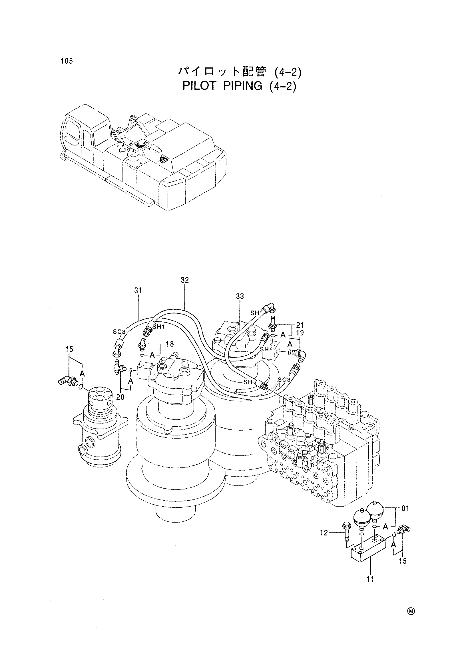 Схема Пилотные гидролинии (4-2) HITACHI EX750-5