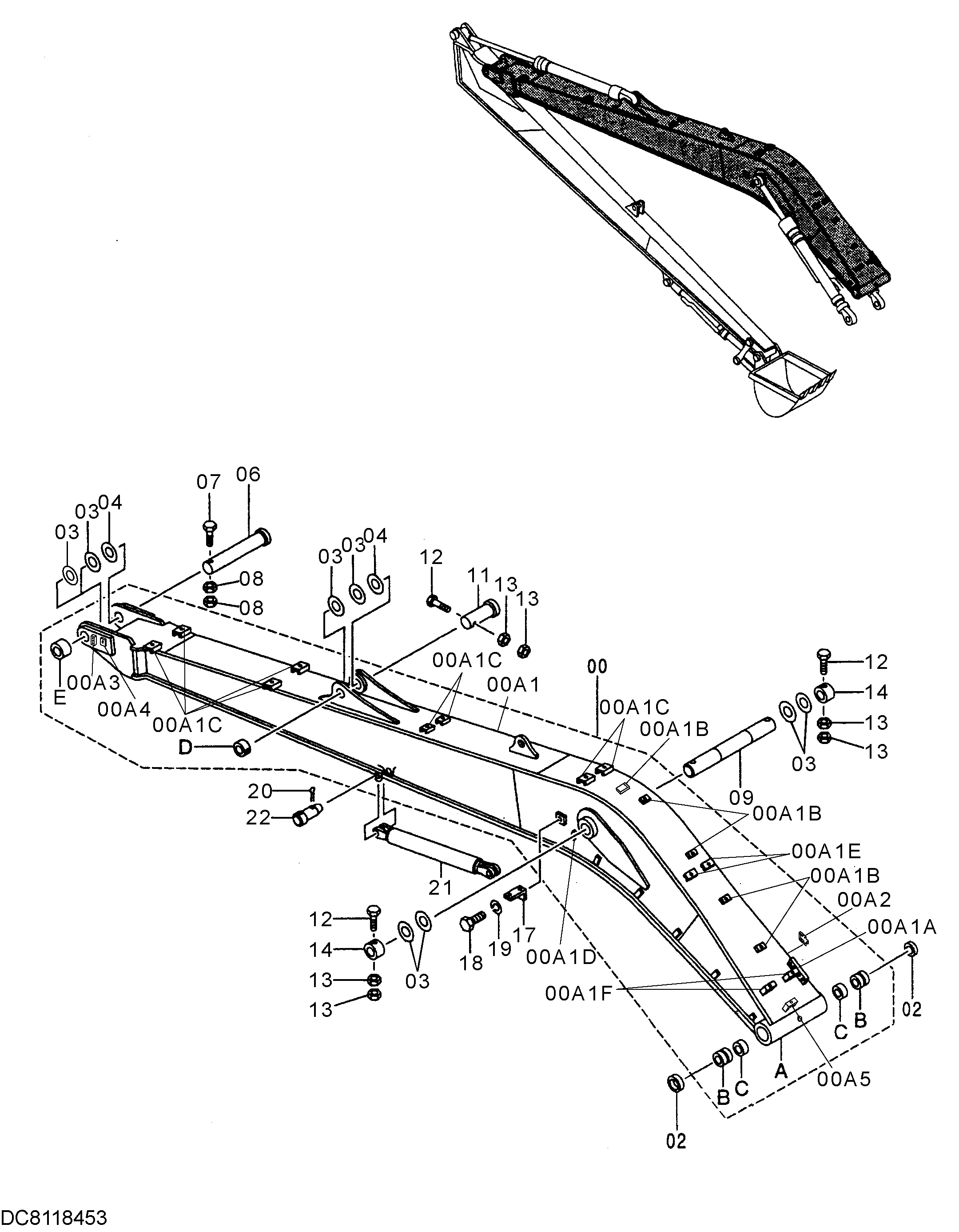 Схема Стрела <тип H13> HITACHI ZX160LC-3
