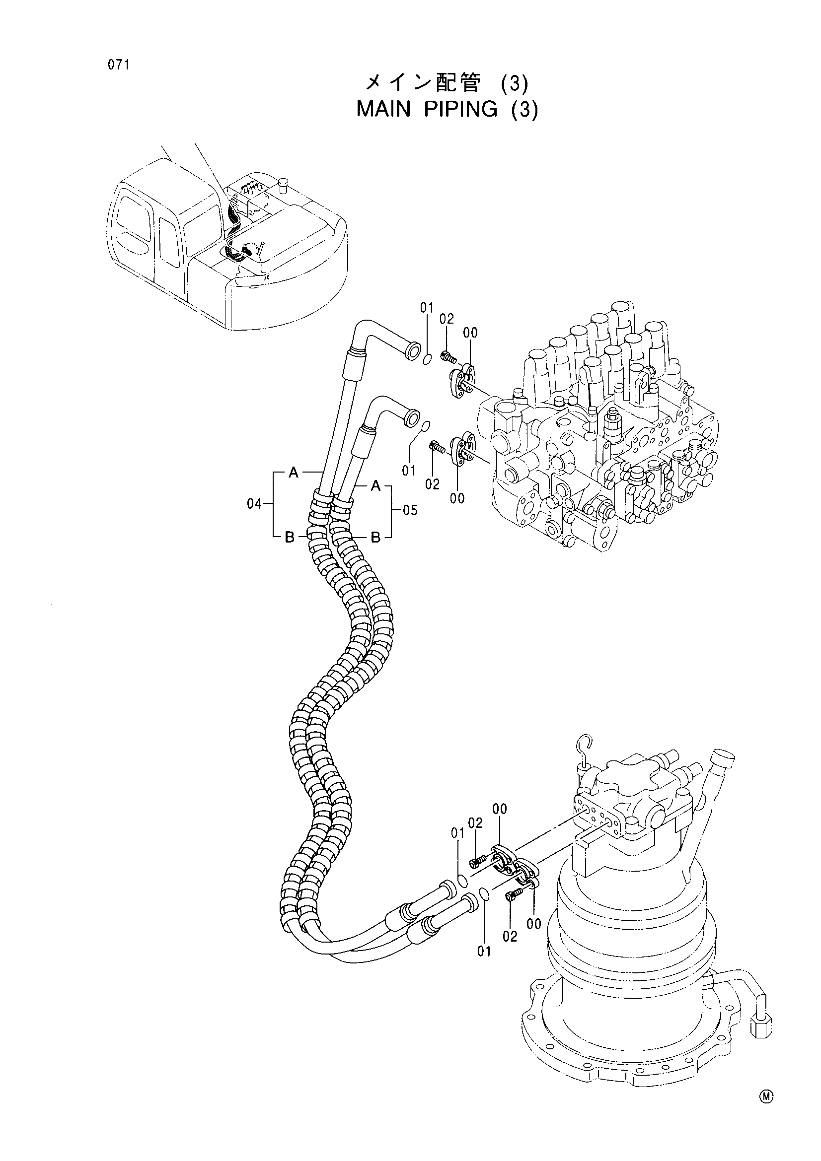 Схема Основной трубопроводы (3) HITACHI EX225USR(LC)