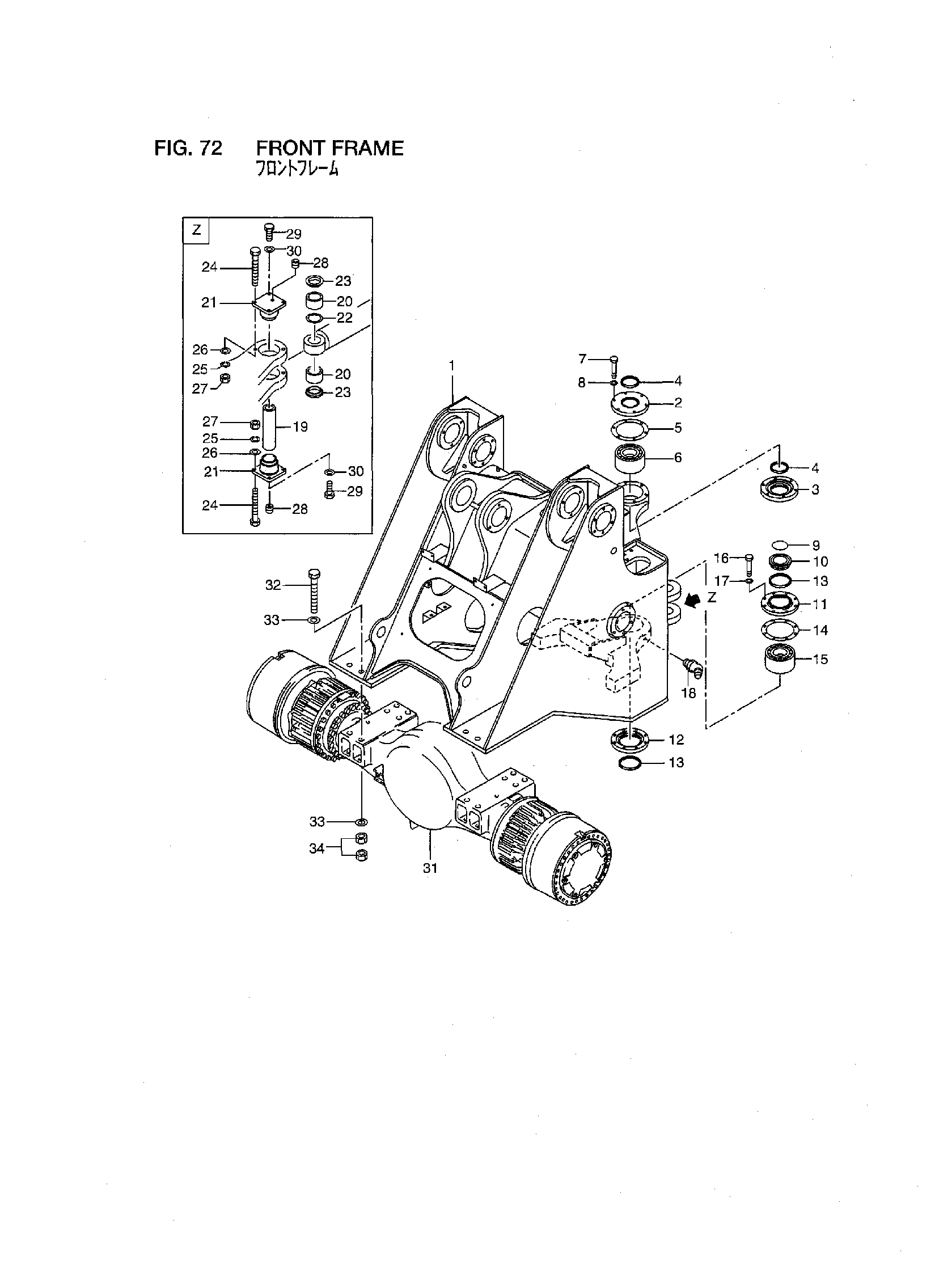Схема Передний рама HITACHI LX450-7