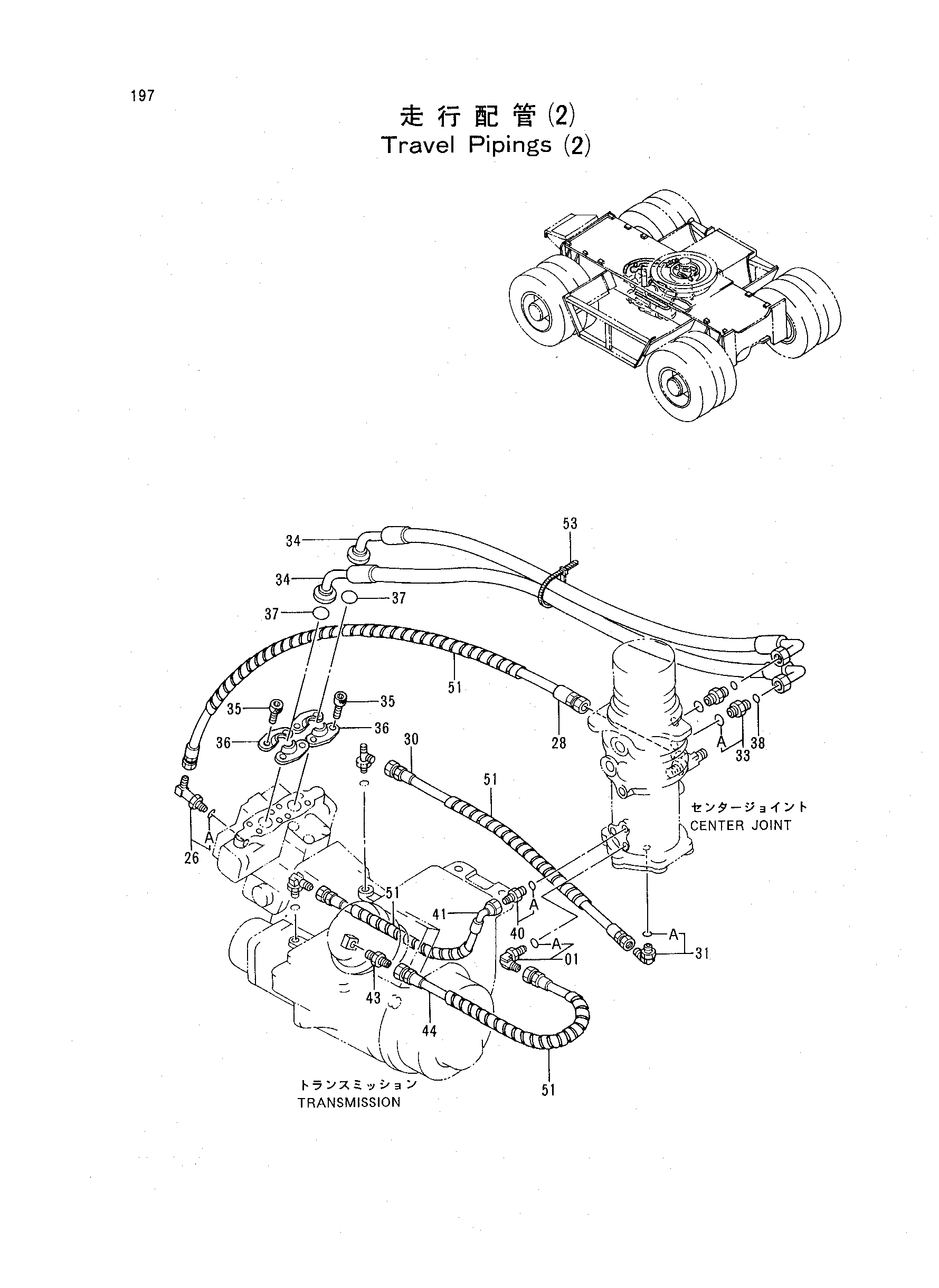 Схема Ход трубопроводы (2) HITACHI EX60WD-2