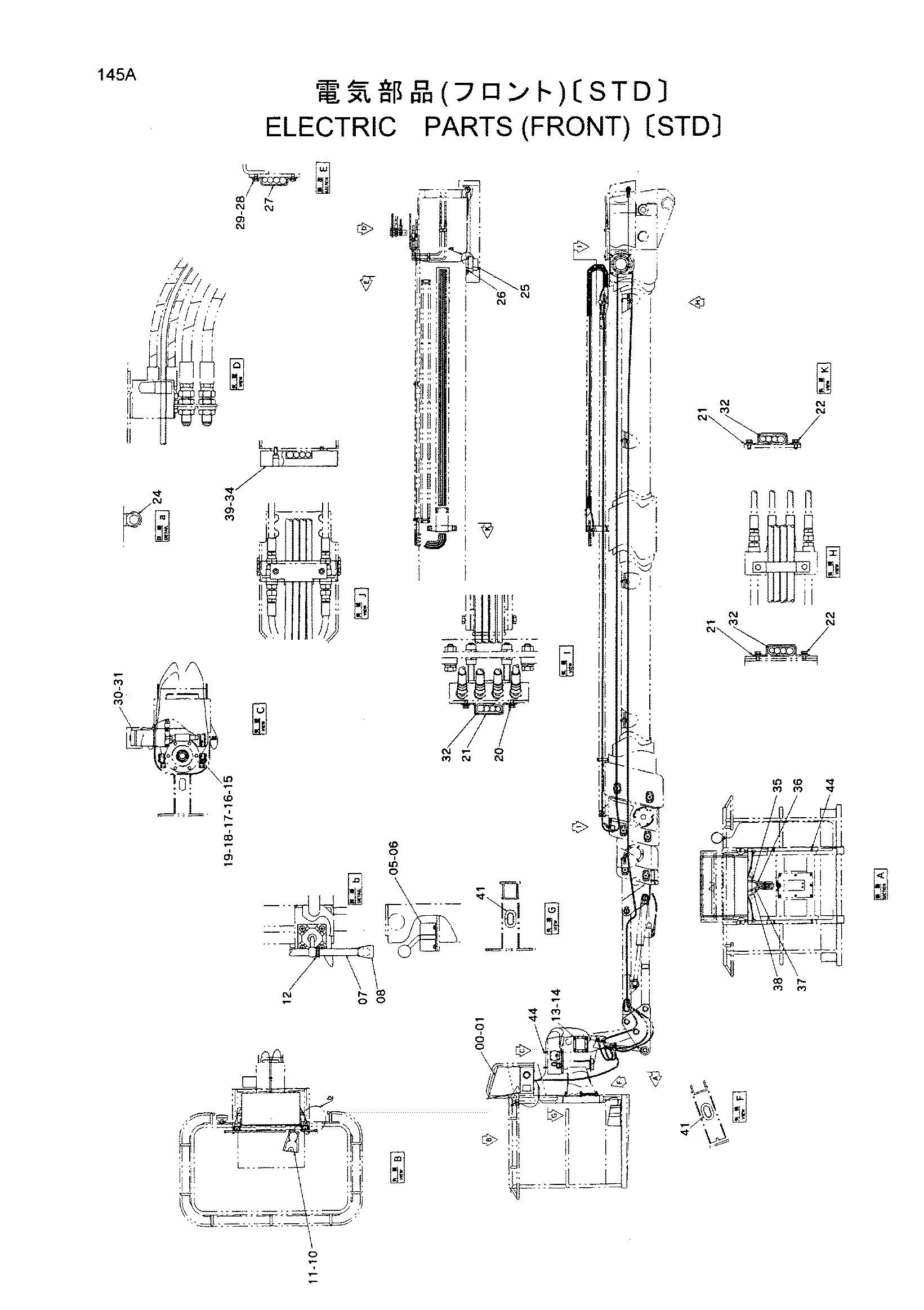 Схема Электрооборудование (передний) [STD] HITACHI HX220B