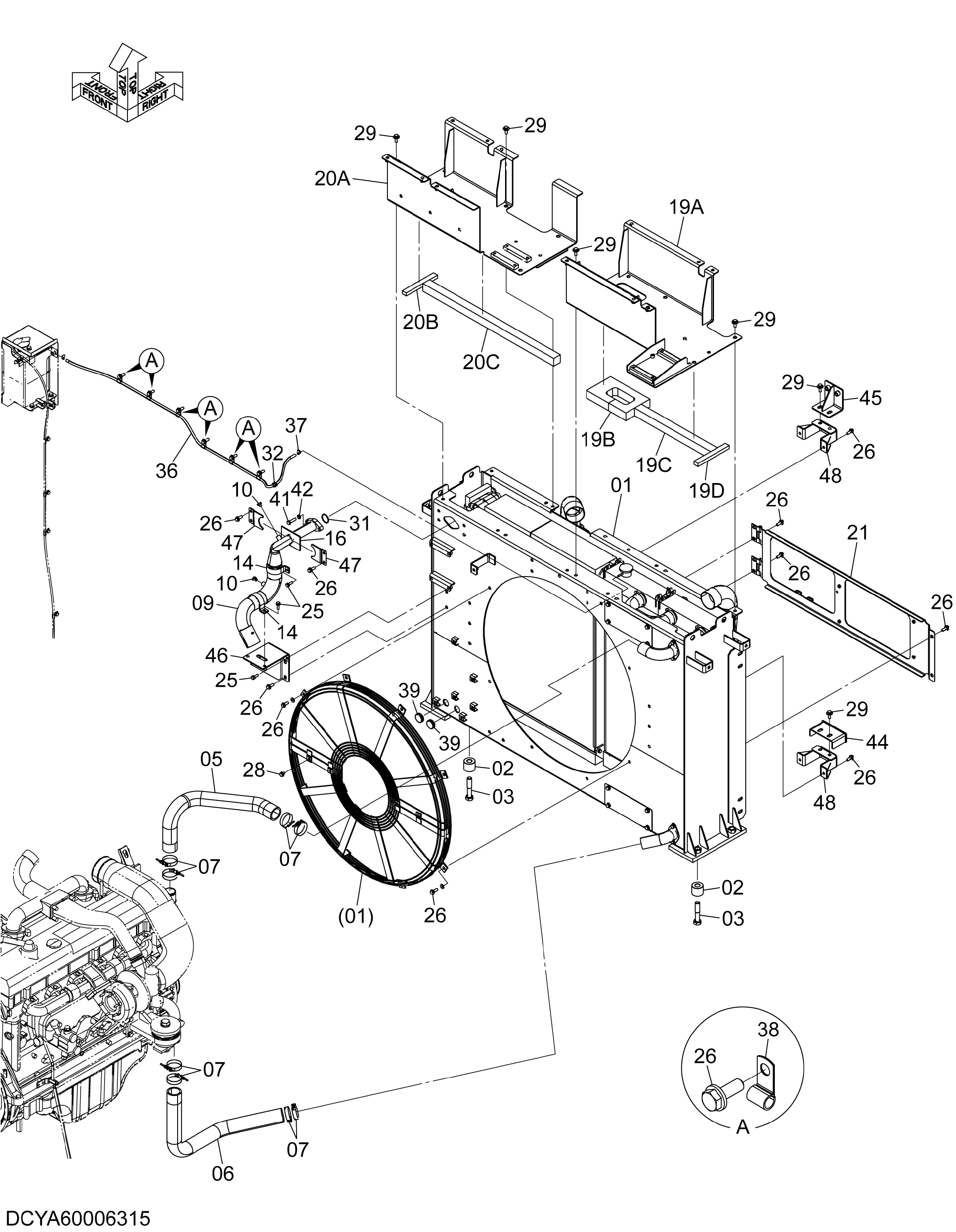 Схема Опора радиатора HITACHI ZX670LC-5G