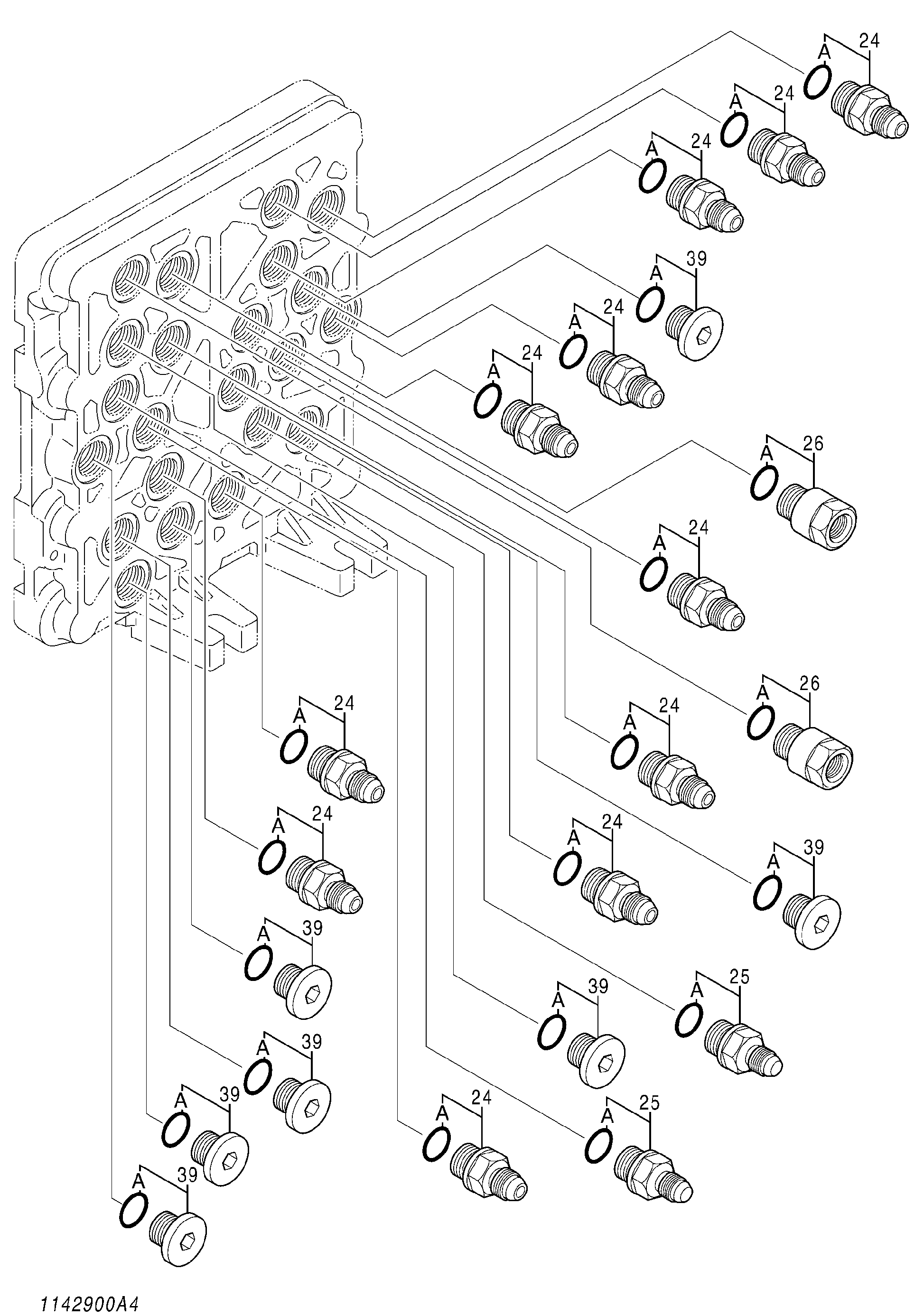 Схема Челночный клапан (4/5) HITACHI ZX140W-3