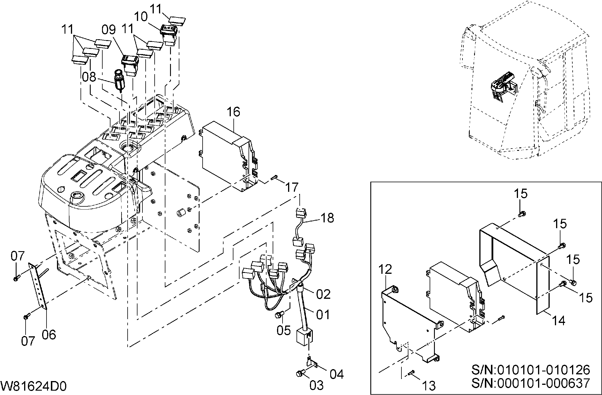Схема Электрический(правый консоль)[H3G, корпус, HXG] HITACHI ZW220-HCMF