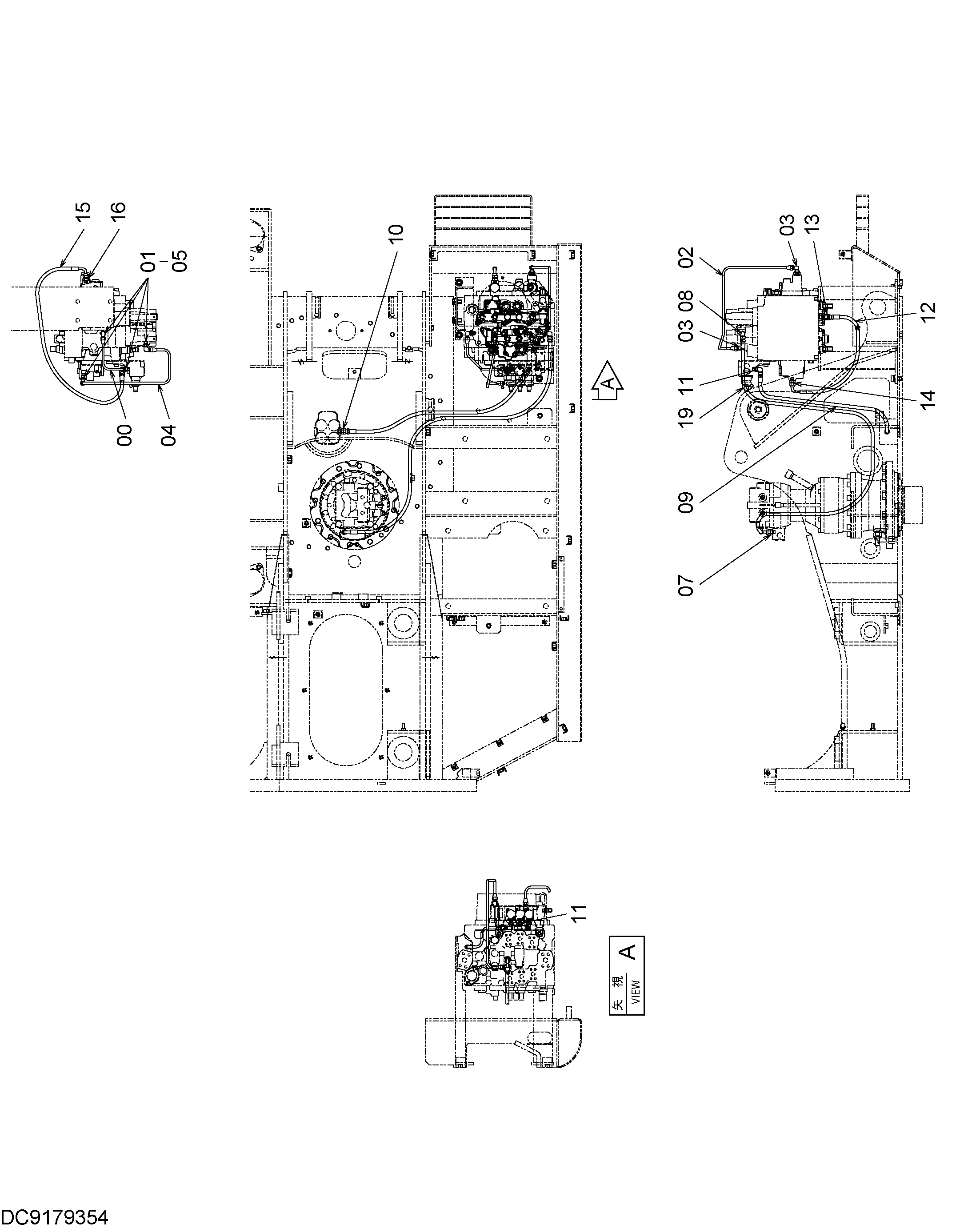 Схема Пилотные гидролинии (4) HITACHI EX90L-5