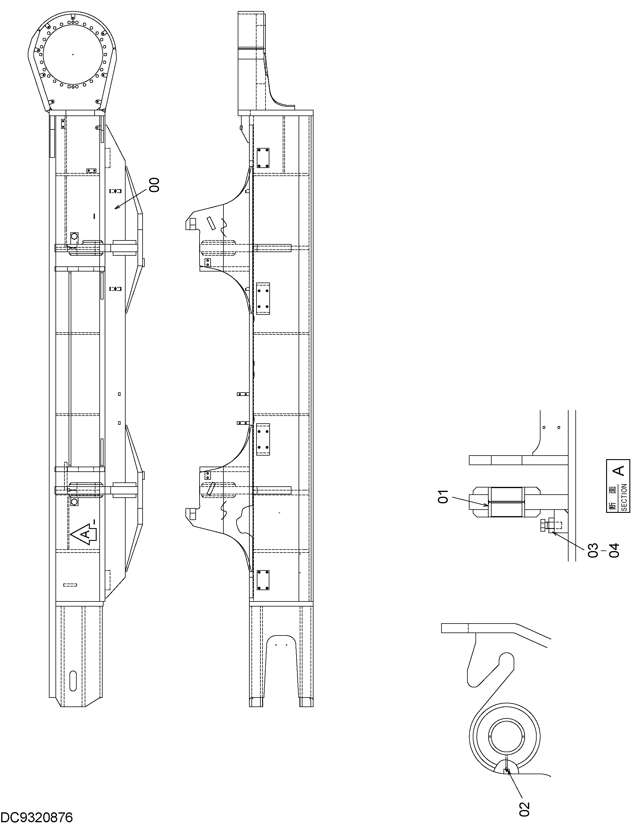 Схема Гусеница боковой рама (левый) HITACHI ZX1800K-3