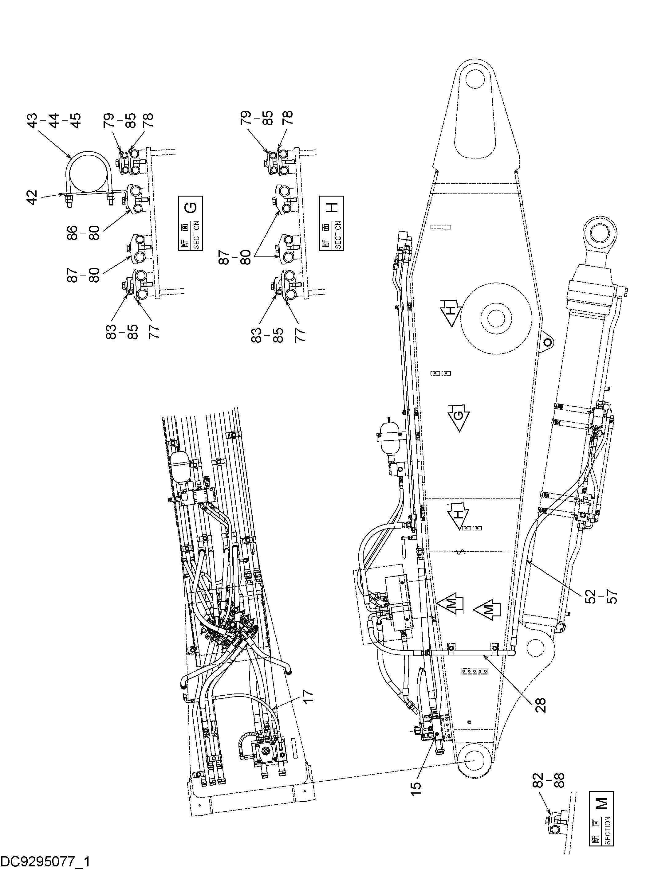 Схема Фирст рукоять трубопроводы (1-1) HITACHI RX3300-3