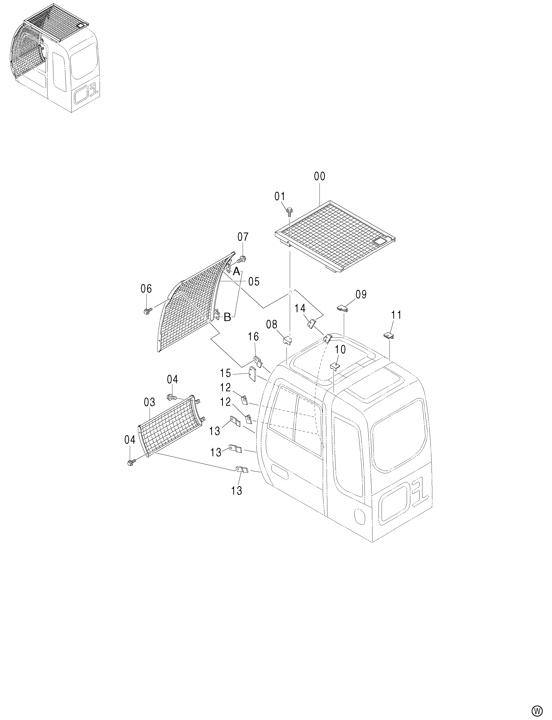 Схема Кабина защита <450, 460, MT> HITACHI ZX480MTH