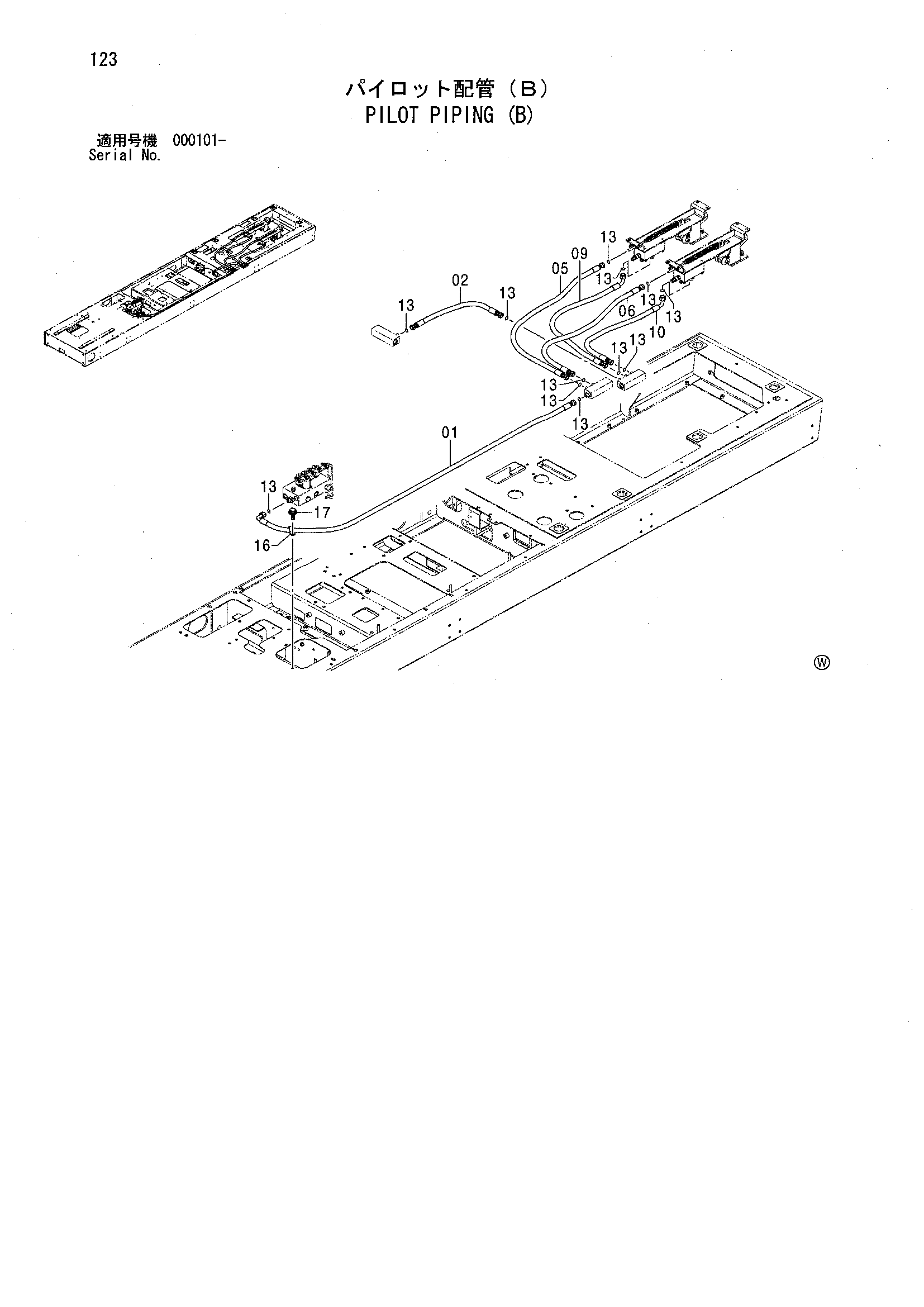 Схема Пилотные гидролинии (B) HITACHI SCX900-2