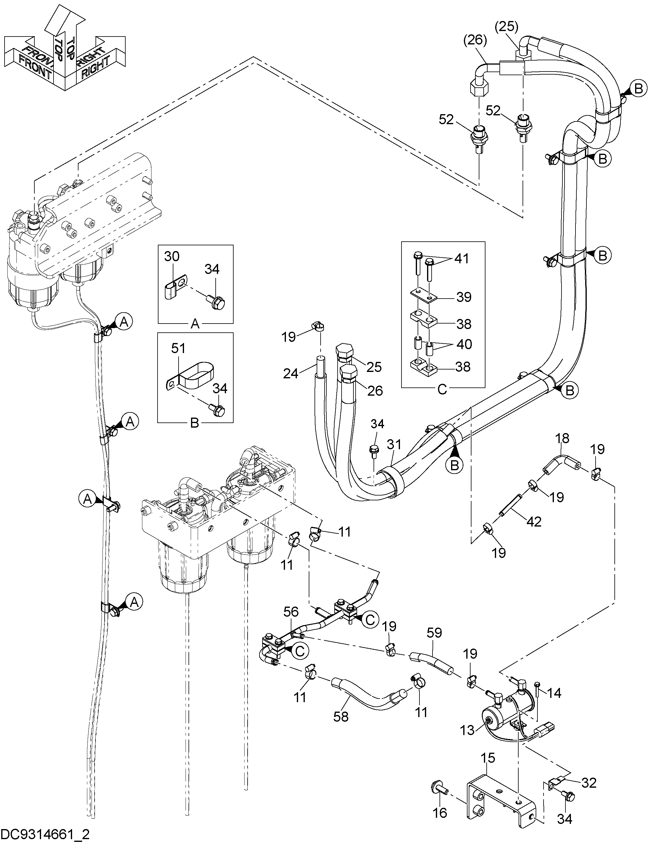 Схема Топливные трубопроводы (2) HITACHI ZX870LC-5B
