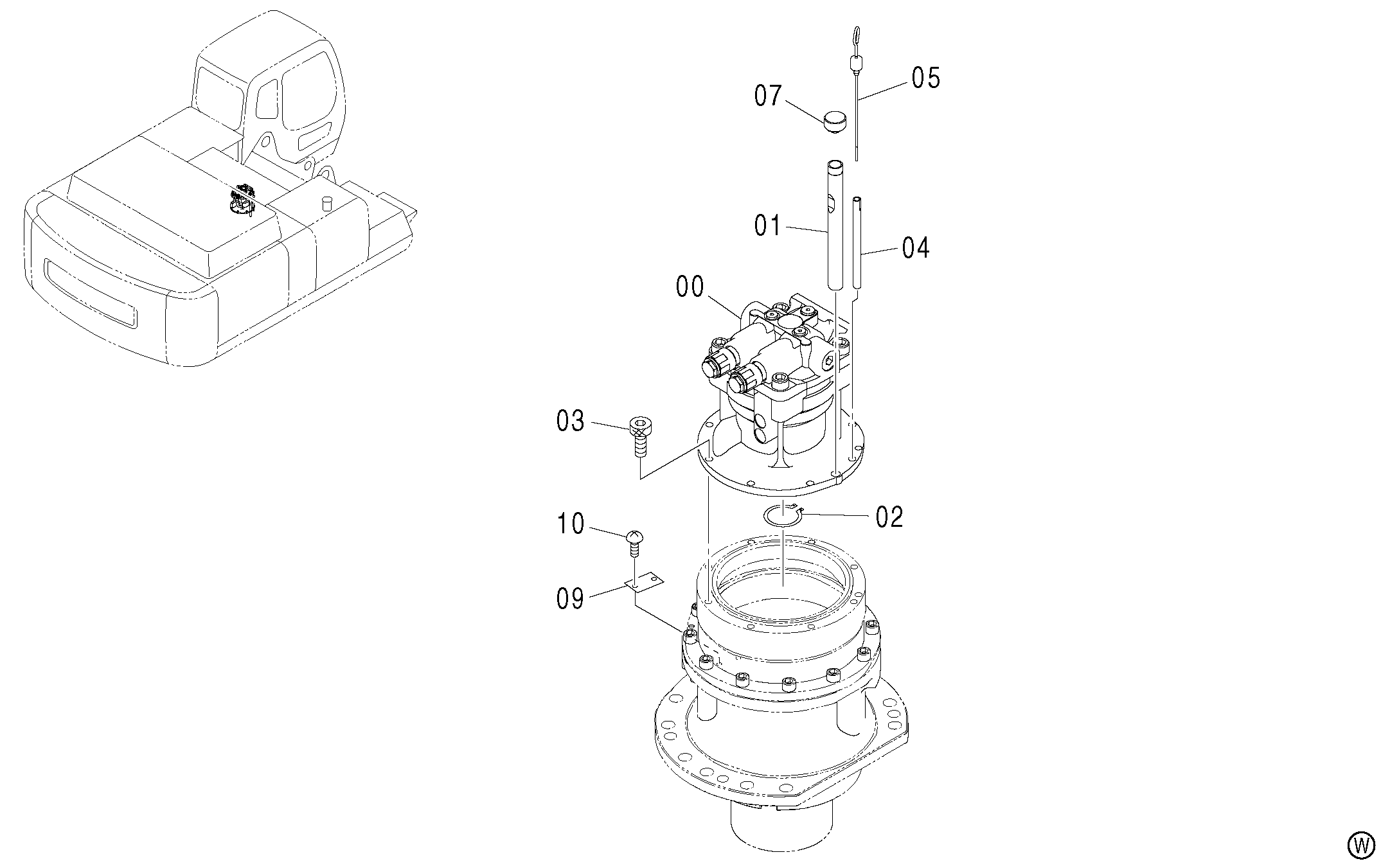 Схема Механизм поворота (левый)(1) HITACHI ZX450