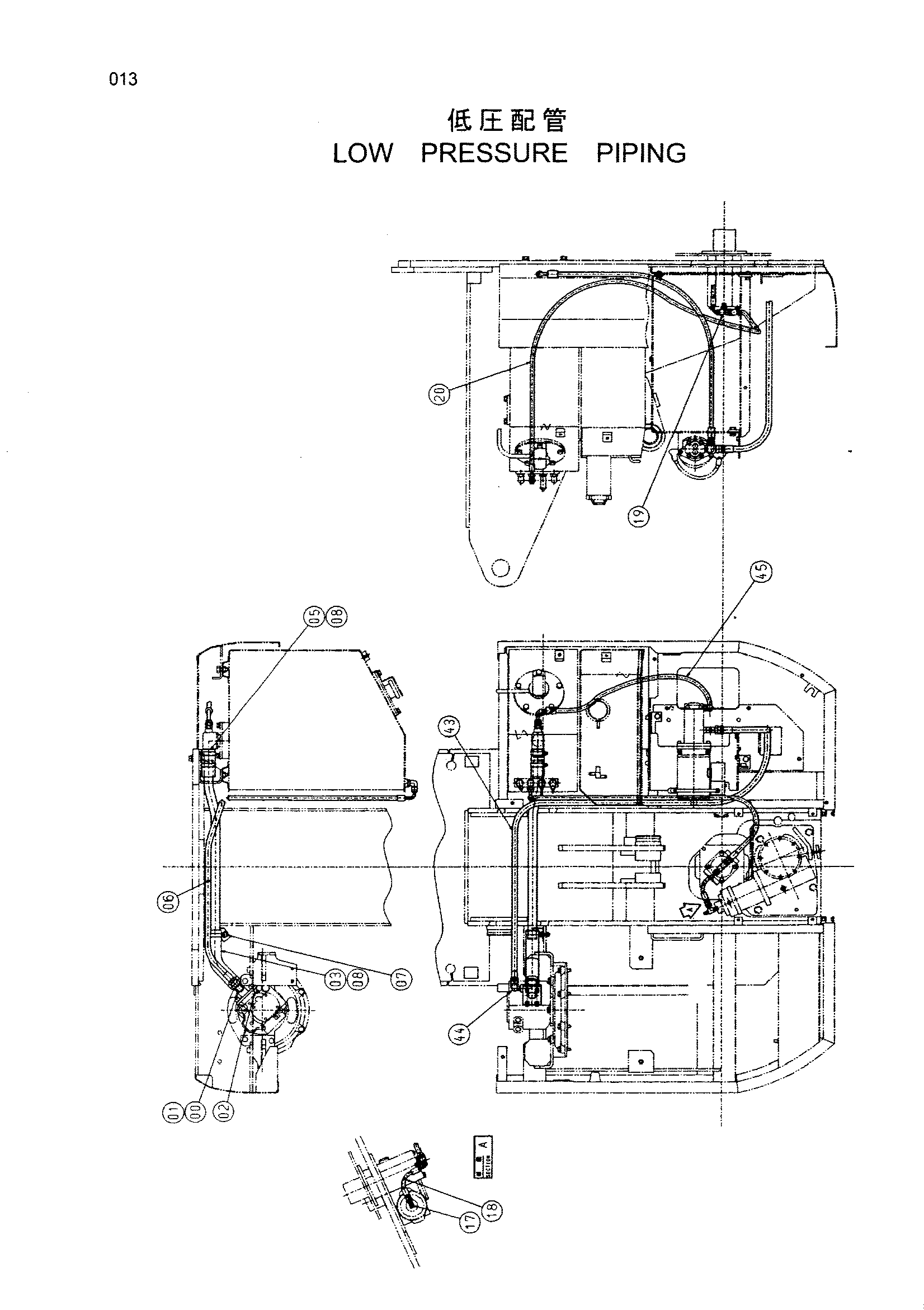 Схема Нижний давление трубопроводы HITACHI HX140B